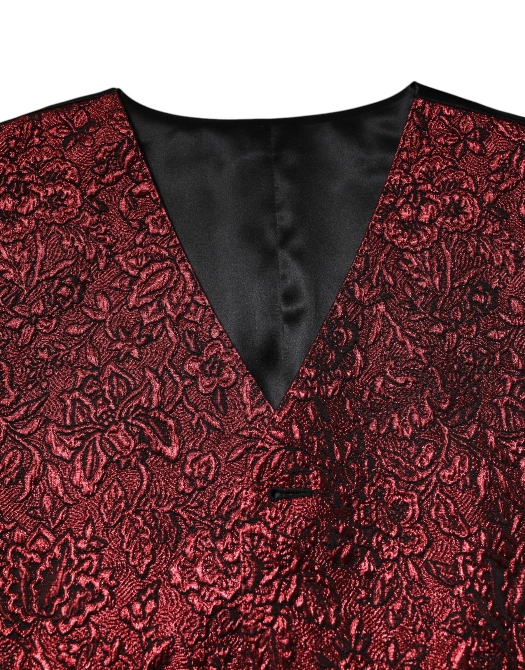 Dolce & Gabbana Red Floral Brocade Formal Men Waistcoat Vest | Regal Royce