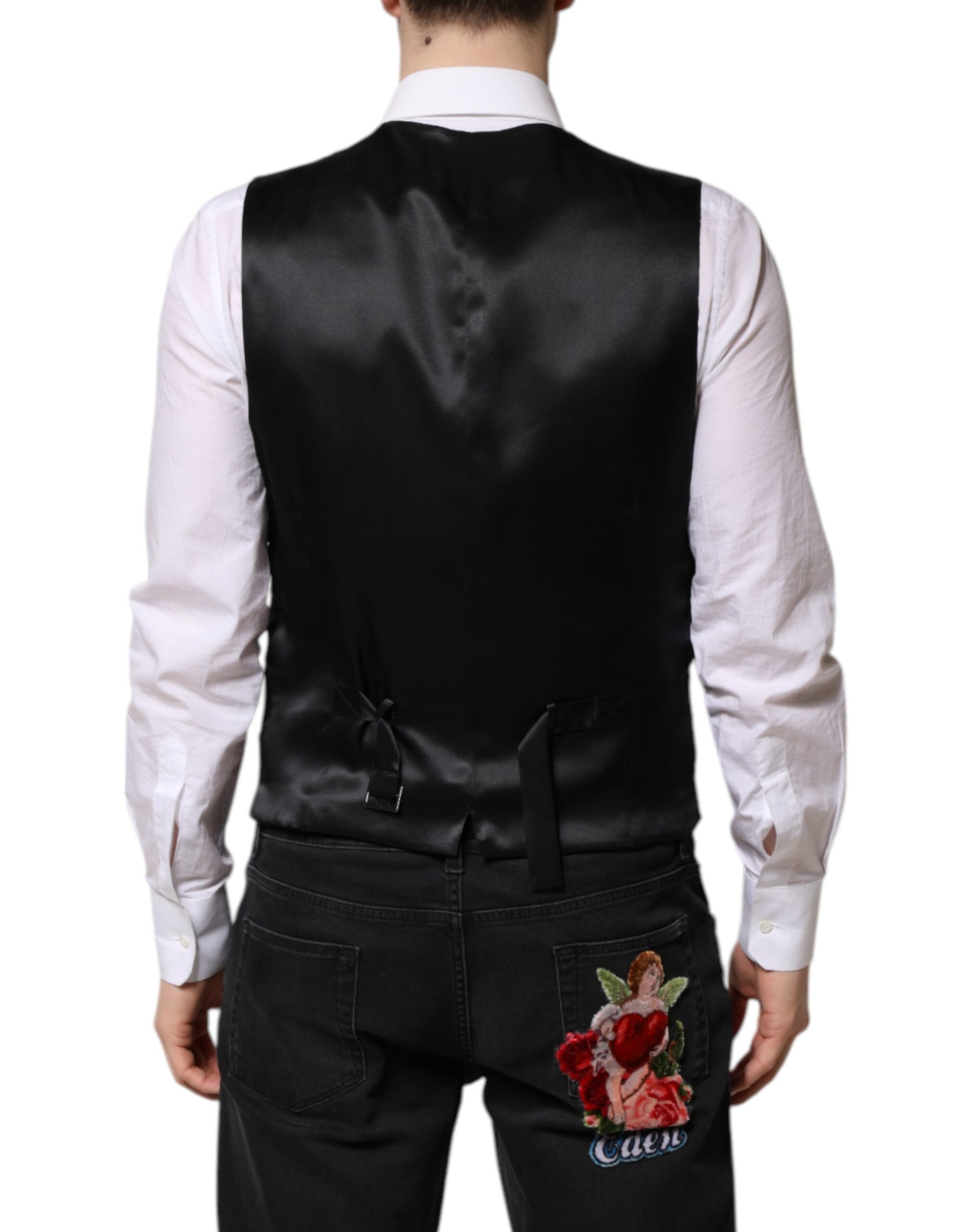 Dolce & Gabbana Pink Floral Satin Formal Men Waistcoat Vest | Regal Royce