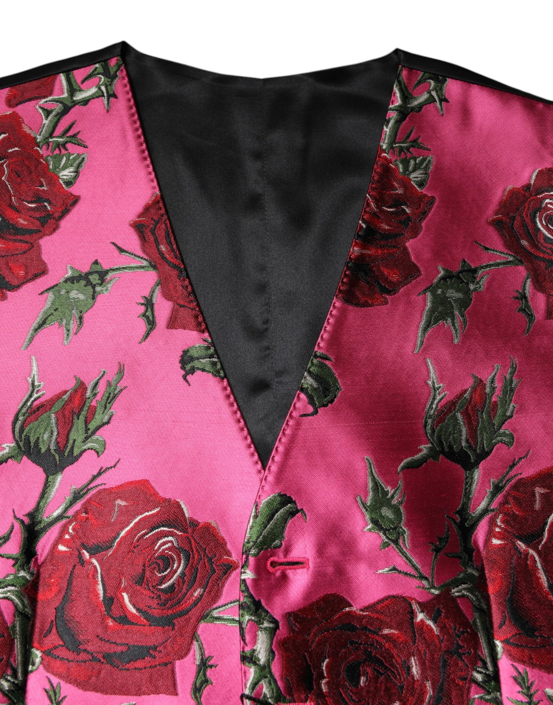 Dolce & Gabbana Pink Floral Satin Formal Men Waistcoat Vest | Regal Royce