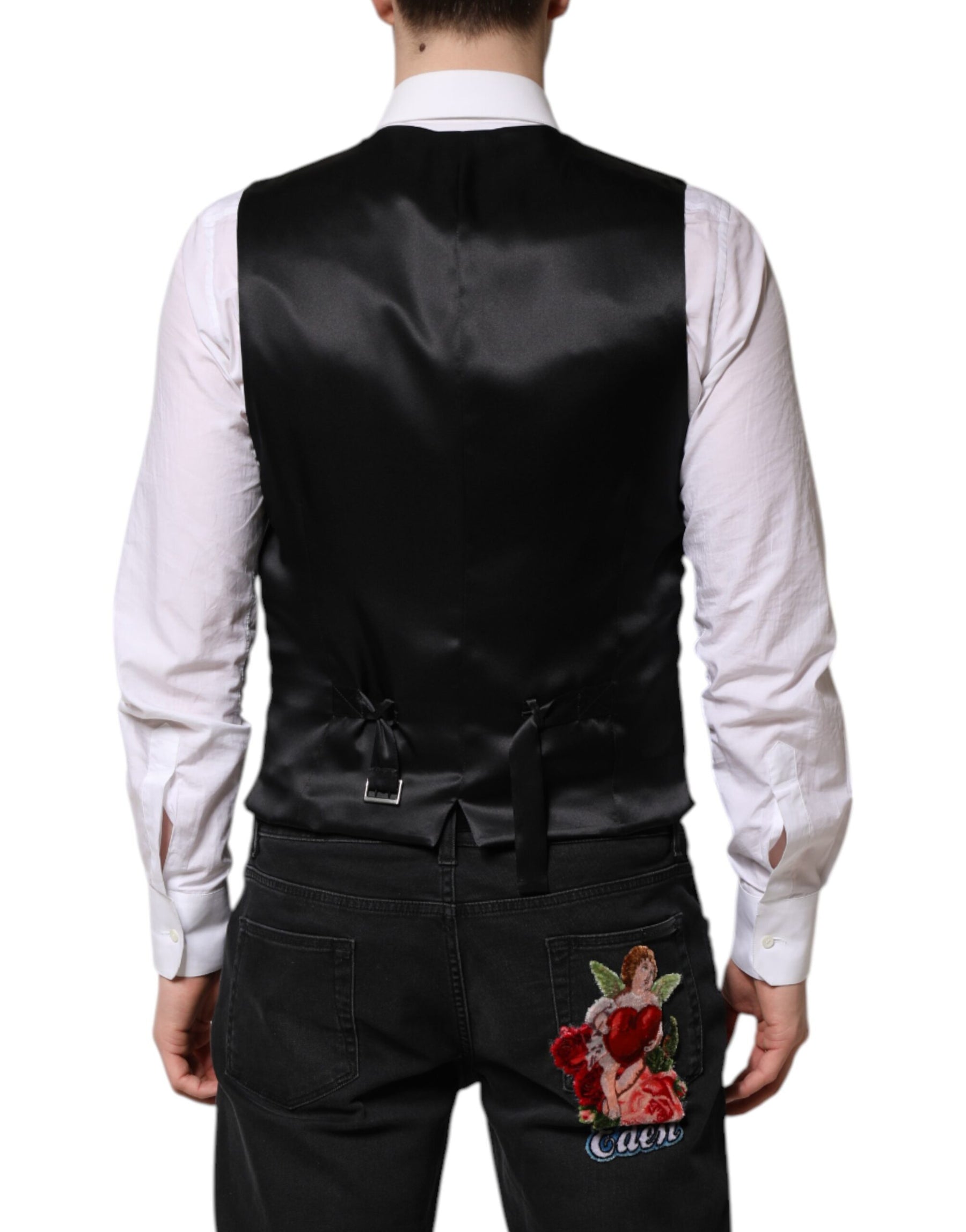 Dolce & Gabbana Red Floral Brocade Formal Men Waistcoat Vest | Regal Royce