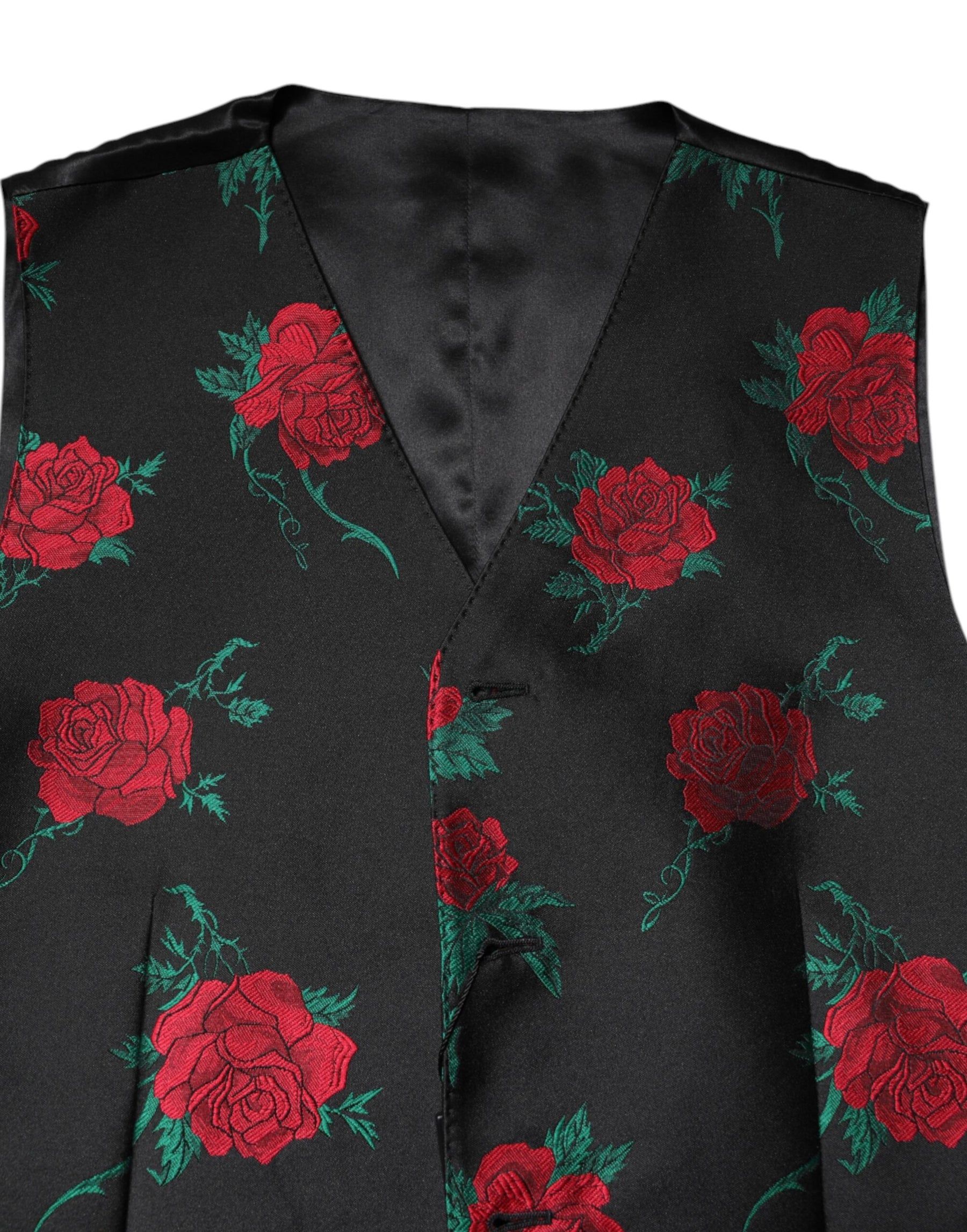 Dolce & Gabbana Red Floral Brocade Formal Men Waistcoat Vest | Regal Royce