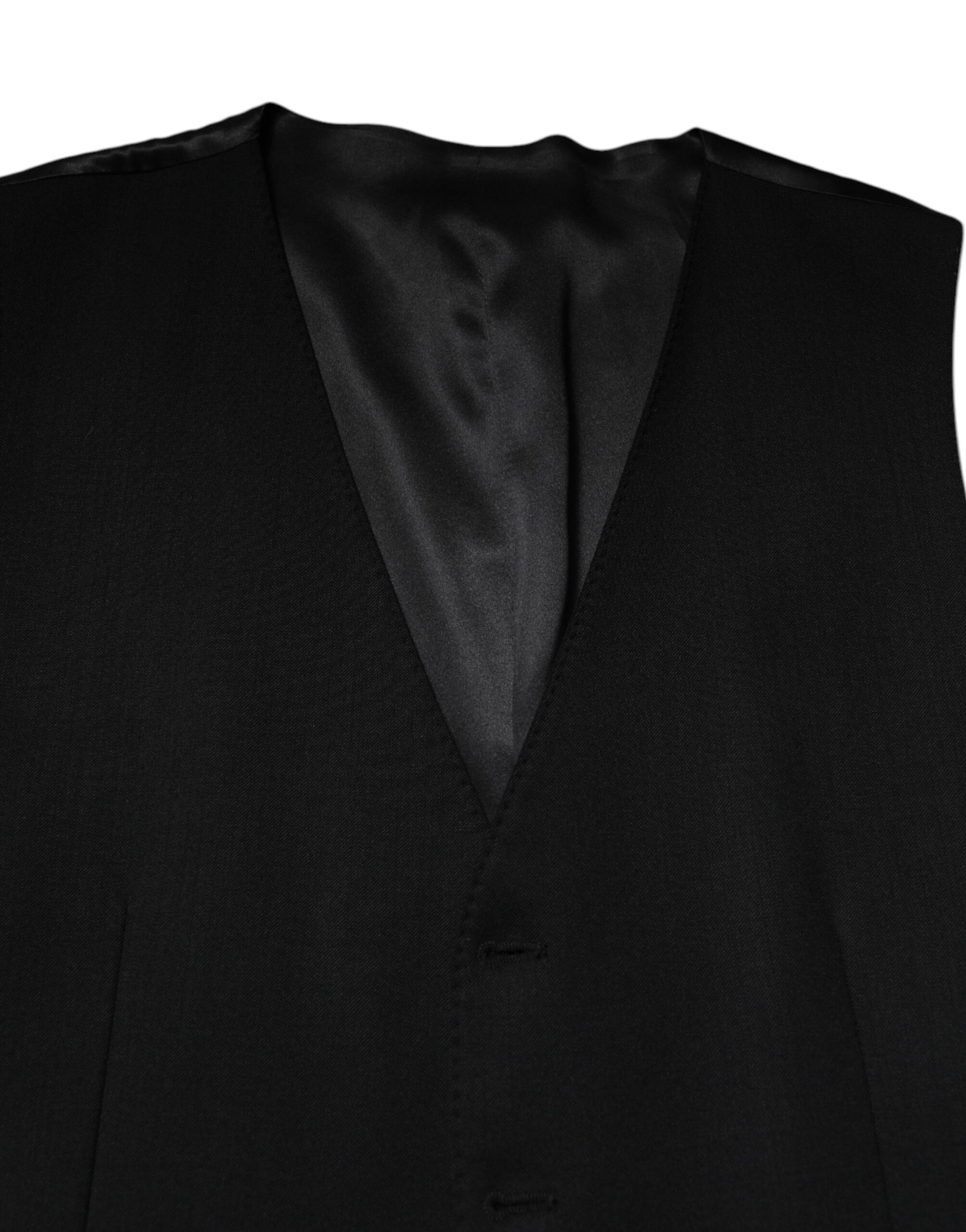 Dolce & Gabbana Black Wool Dress Formal Men Waistcoat Vest | Regal Royce