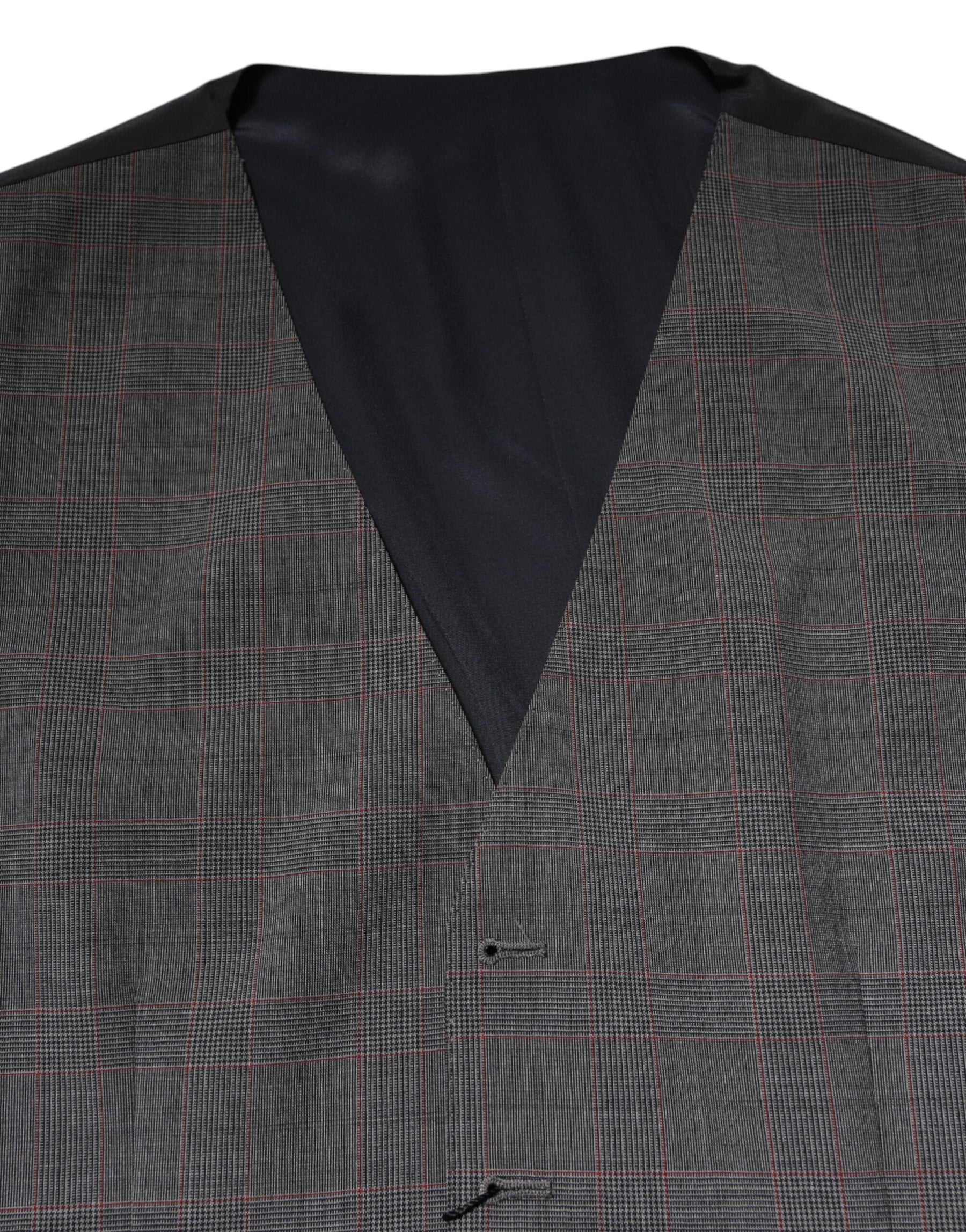 Dolce & Gabbana Gray Plaid Wool Formal Dress Waistcoat Vest | Regal Royce