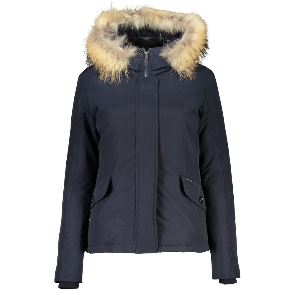 Woolrich Blue Cotton Women's Jacket with Hood | Regal Royce