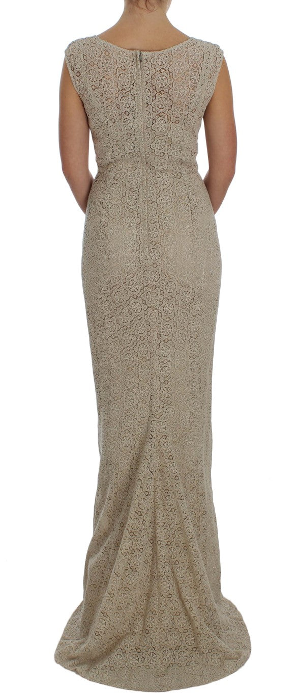 Dolce & Gabbana Beige Ricamo Cutout Cotton Sheath Dress | Regal Royce