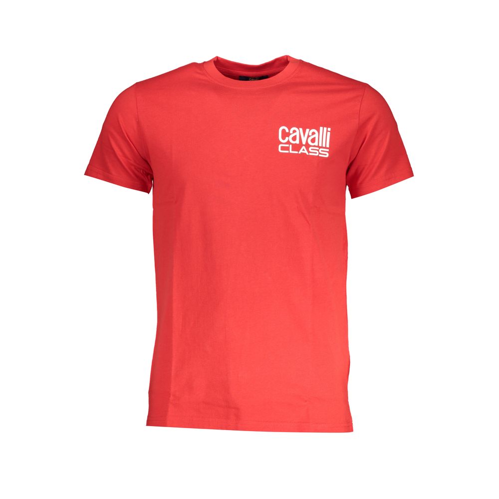 Cavalli Class Rosso Cotton Men T-Shirt | Regal Royce