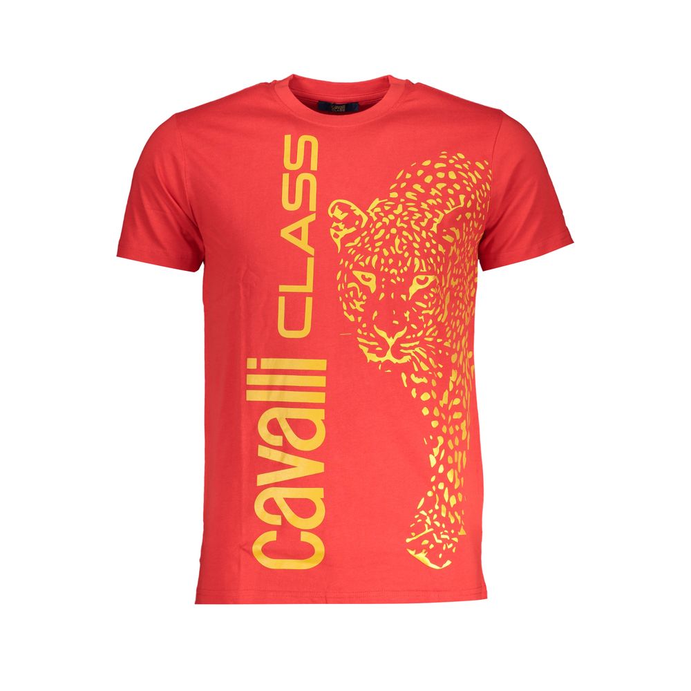 Cavalli Class Rosso Cotton Men T-Shirt | Regal Royce
