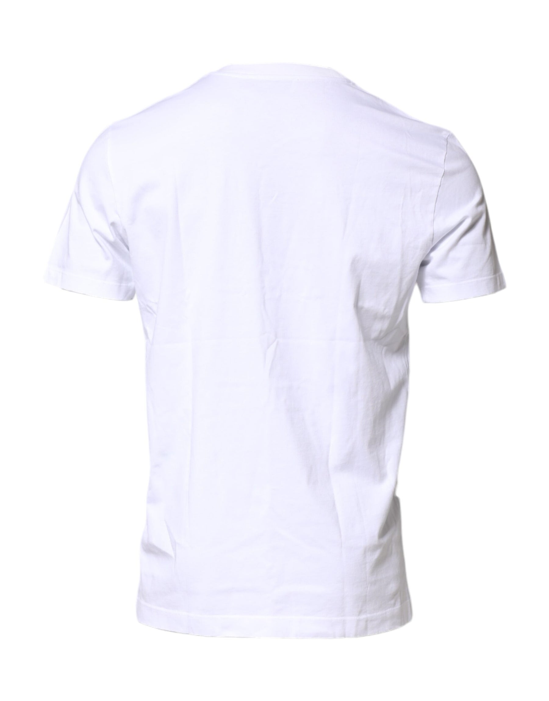 Dolce & Gabbana White Cotton Logo Patch Crew Neck T-shirt | Regal Royce