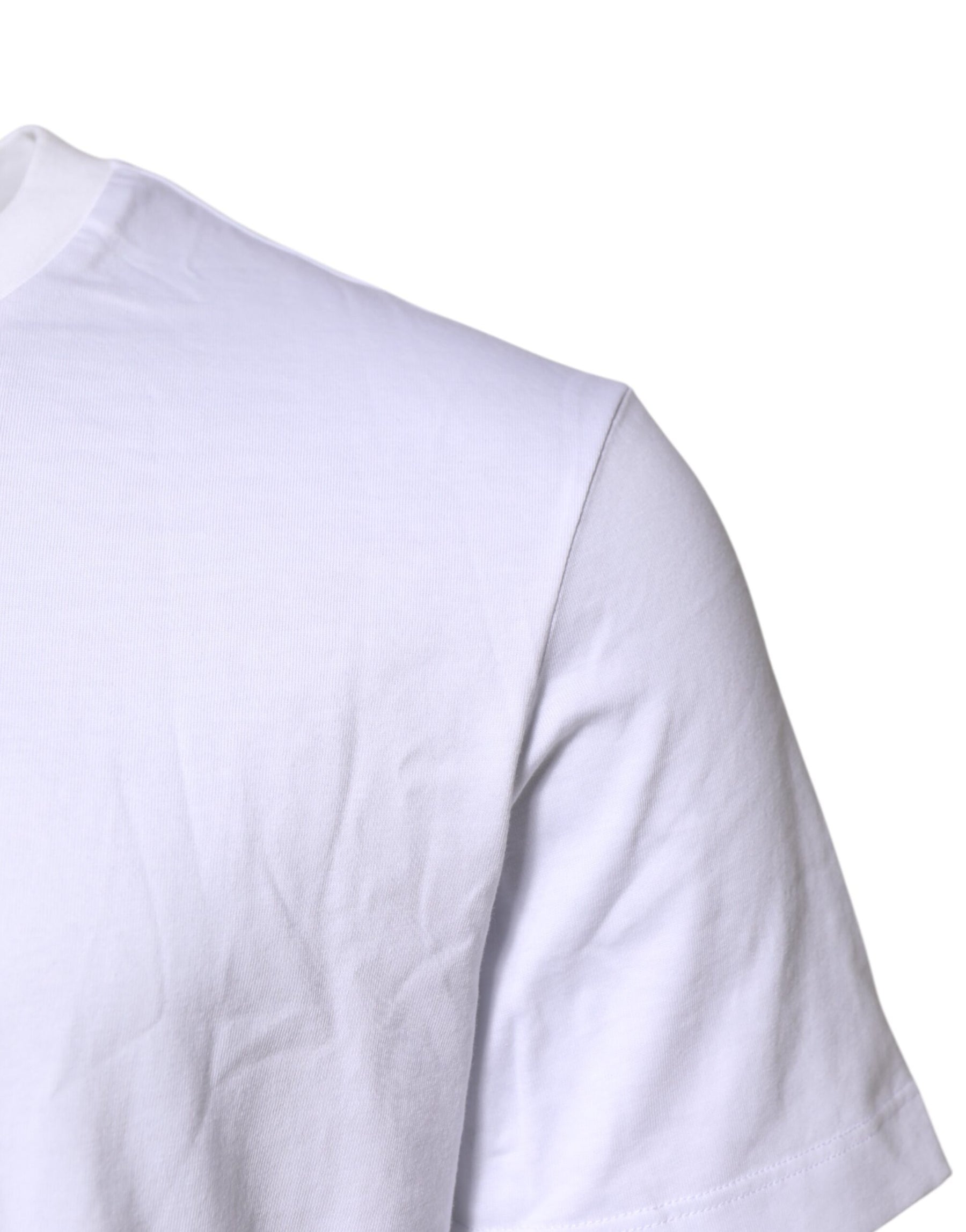 Dolce & Gabbana White Logo Embroidery Crew Neck T-shirt | Regal Royce
