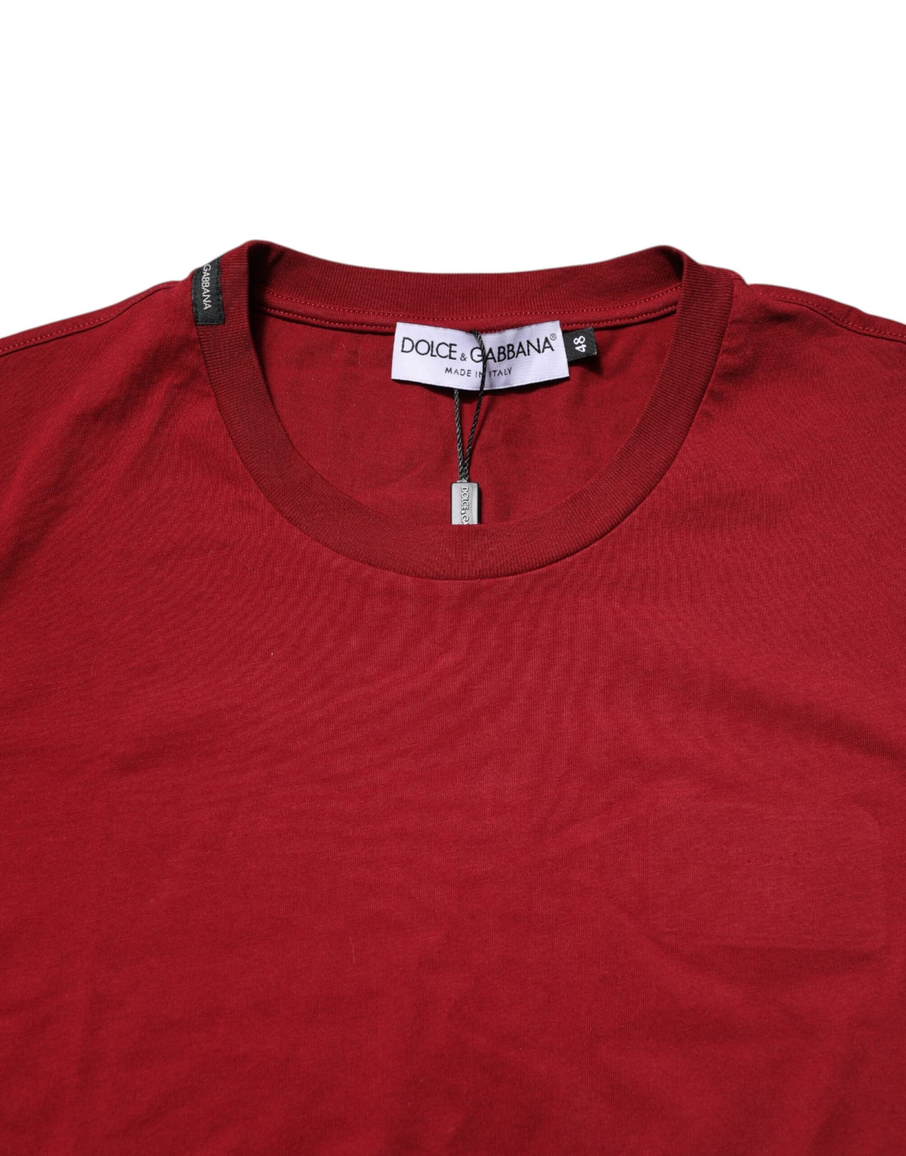 Dolce & Gabbana Red Cotton Short Sleeves Crew Neck T-shirt | Regal Royce