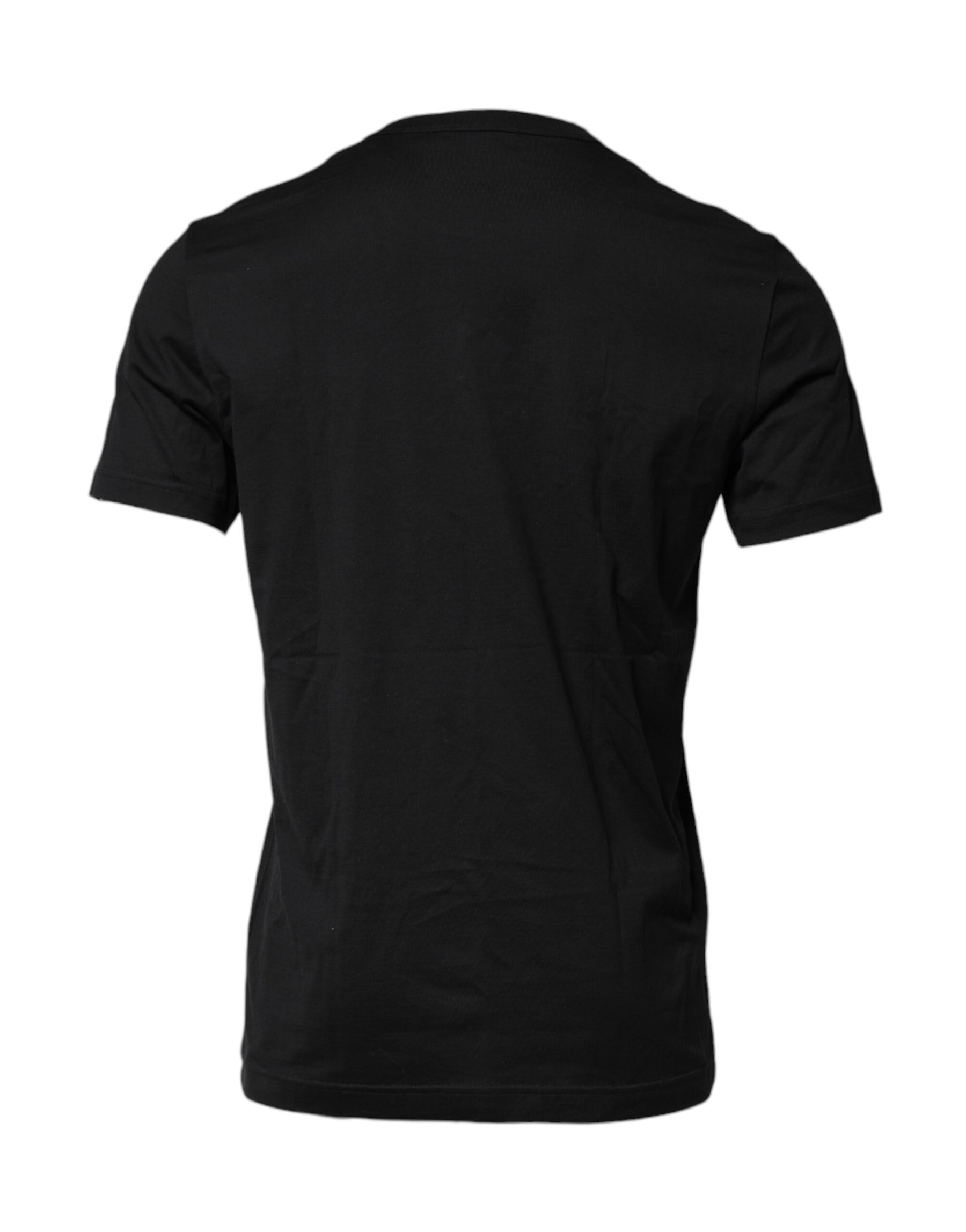 Dolce & Gabbana Black Cotton Embroidered Crew Neck T-shirt | Regal Royce