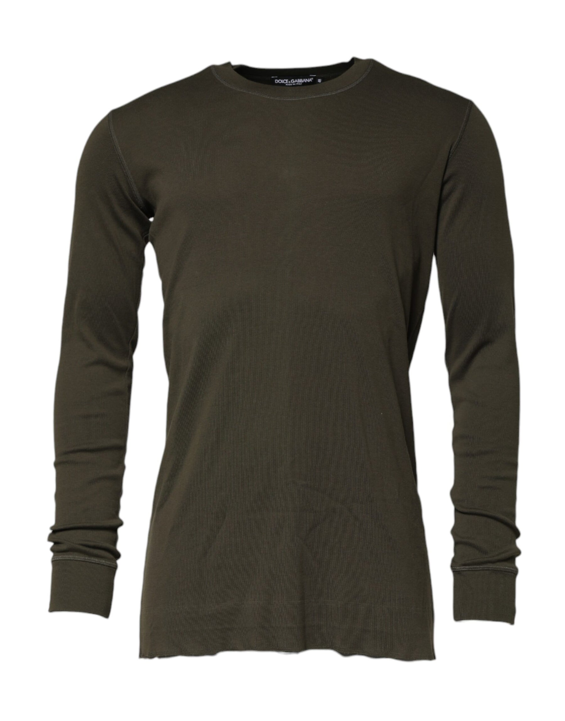 Dolce & Gabbana Dark Green Long Sleeves Crew Neck T-shirt | Regal Royce