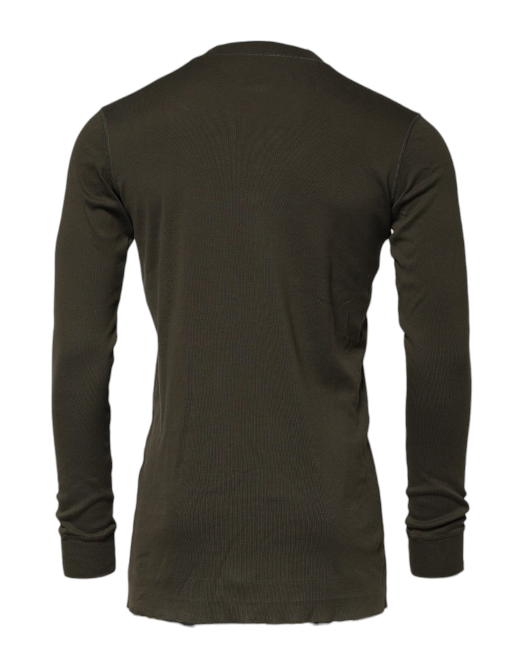 Dolce & Gabbana Dark Green Long Sleeves Crew Neck T-shirt | Regal Royce