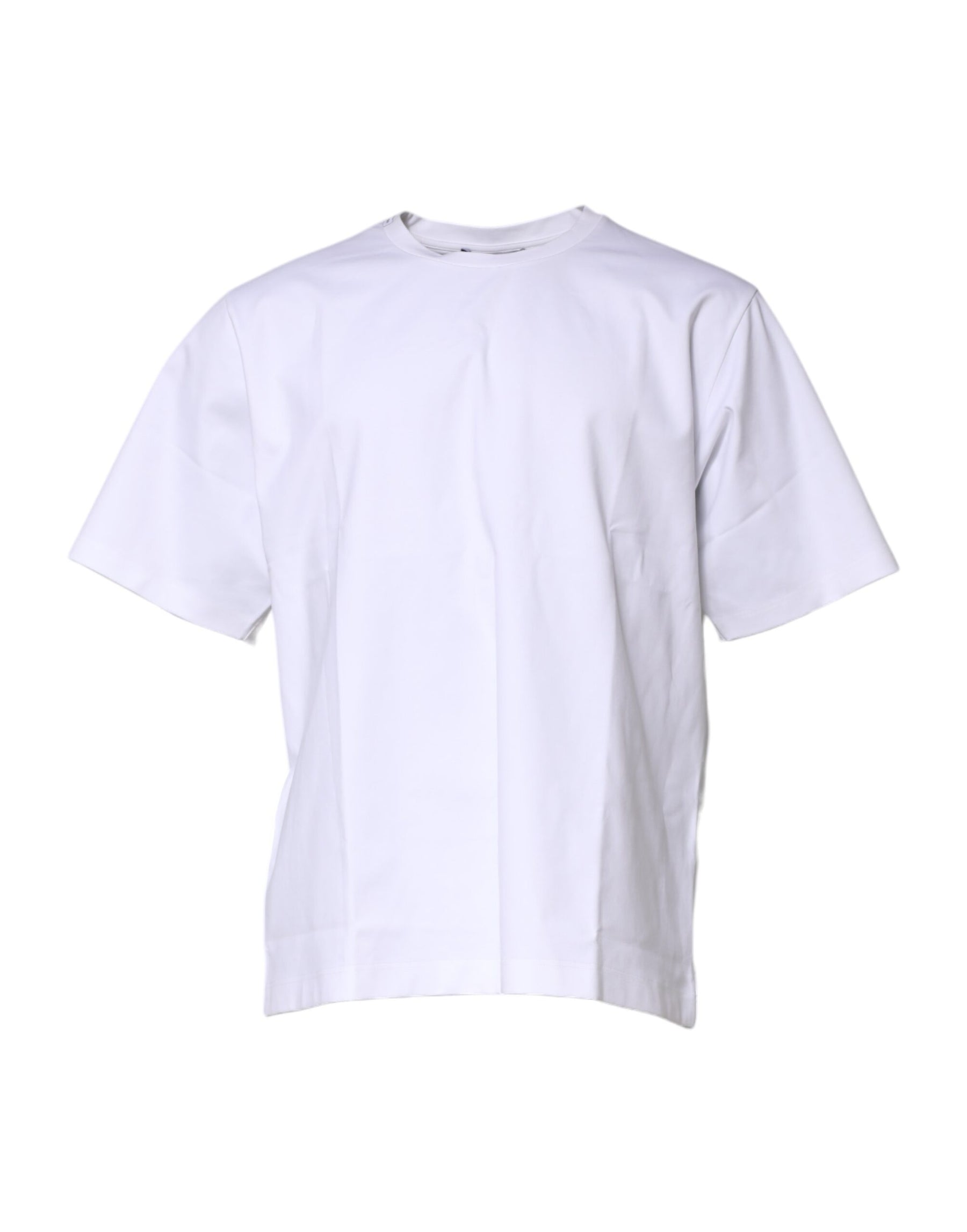 Dolce & Gabbana White Cotton Short Sleeves Crew Neck T-shirt | Regal Royce