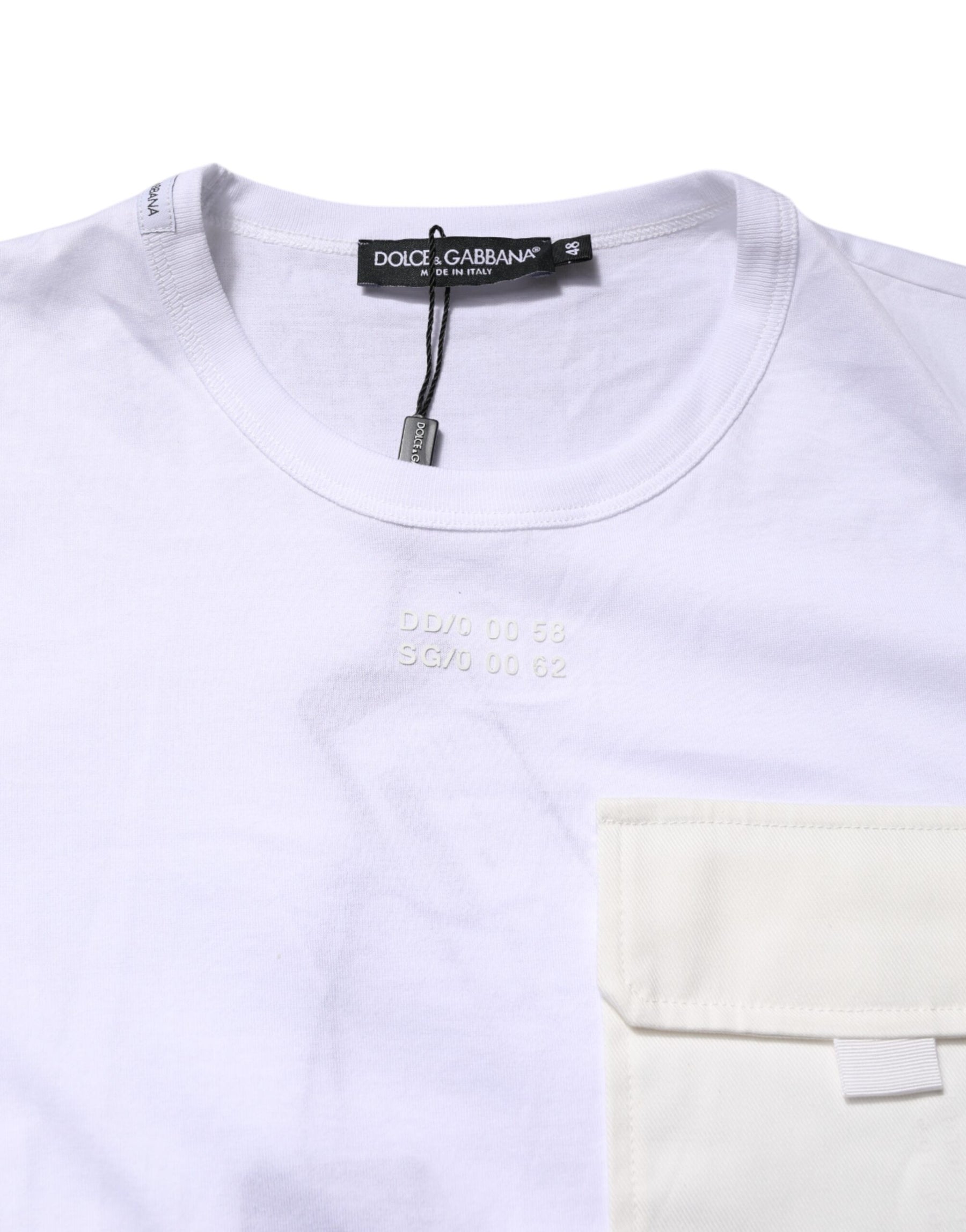 Dolce & Gabbana White Cotton Pocket Short Sleeves T-shirt | Regal Royce
