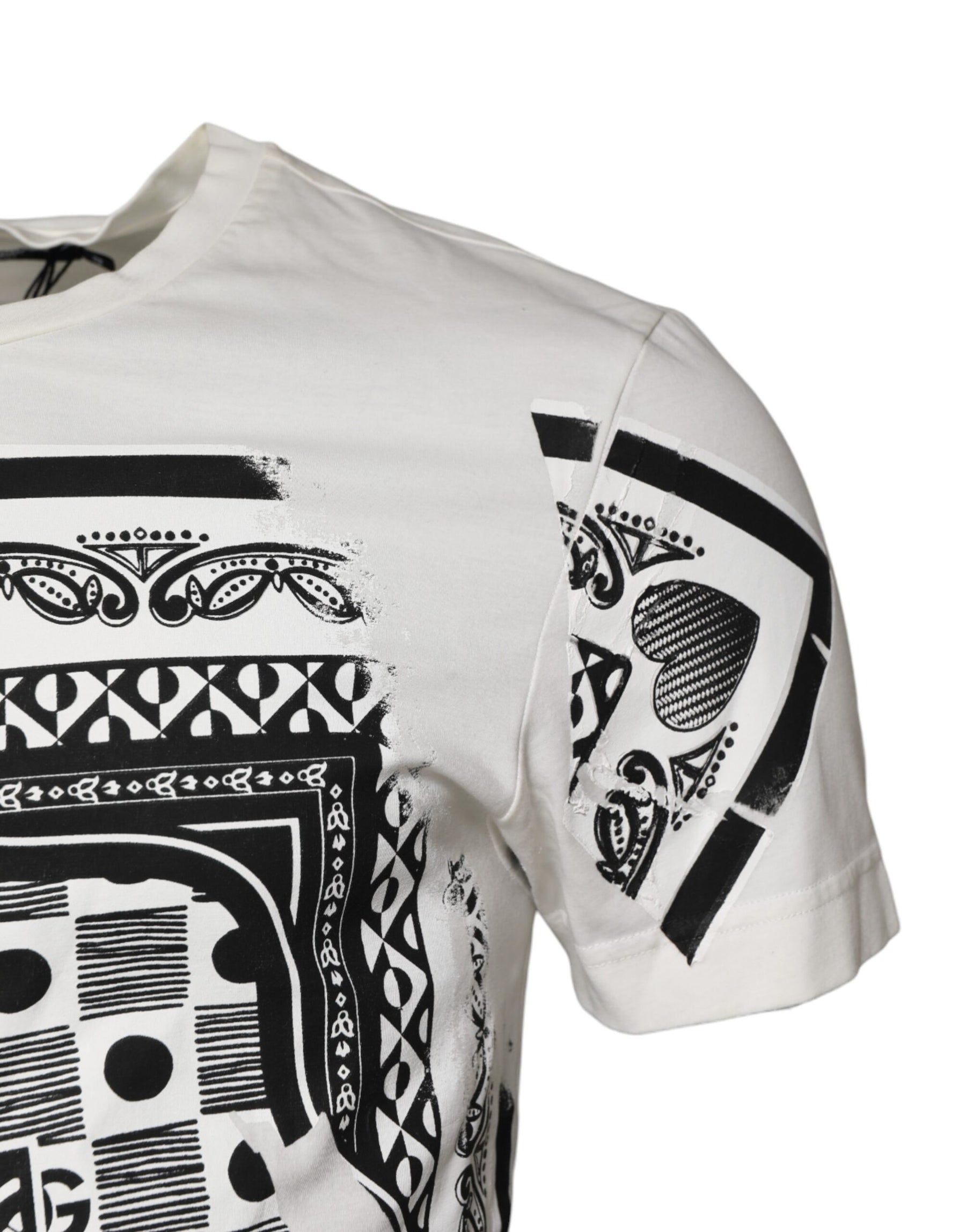 Dolce & Gabbana White Cotton Logo Bandana Print T-shirt | Regal Royce