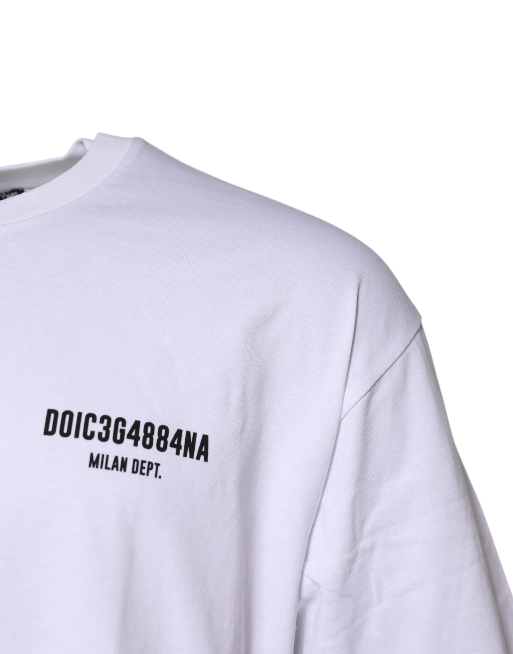 Dolce & Gabbana White Cotton Logo Print Crew Neck T-shirt