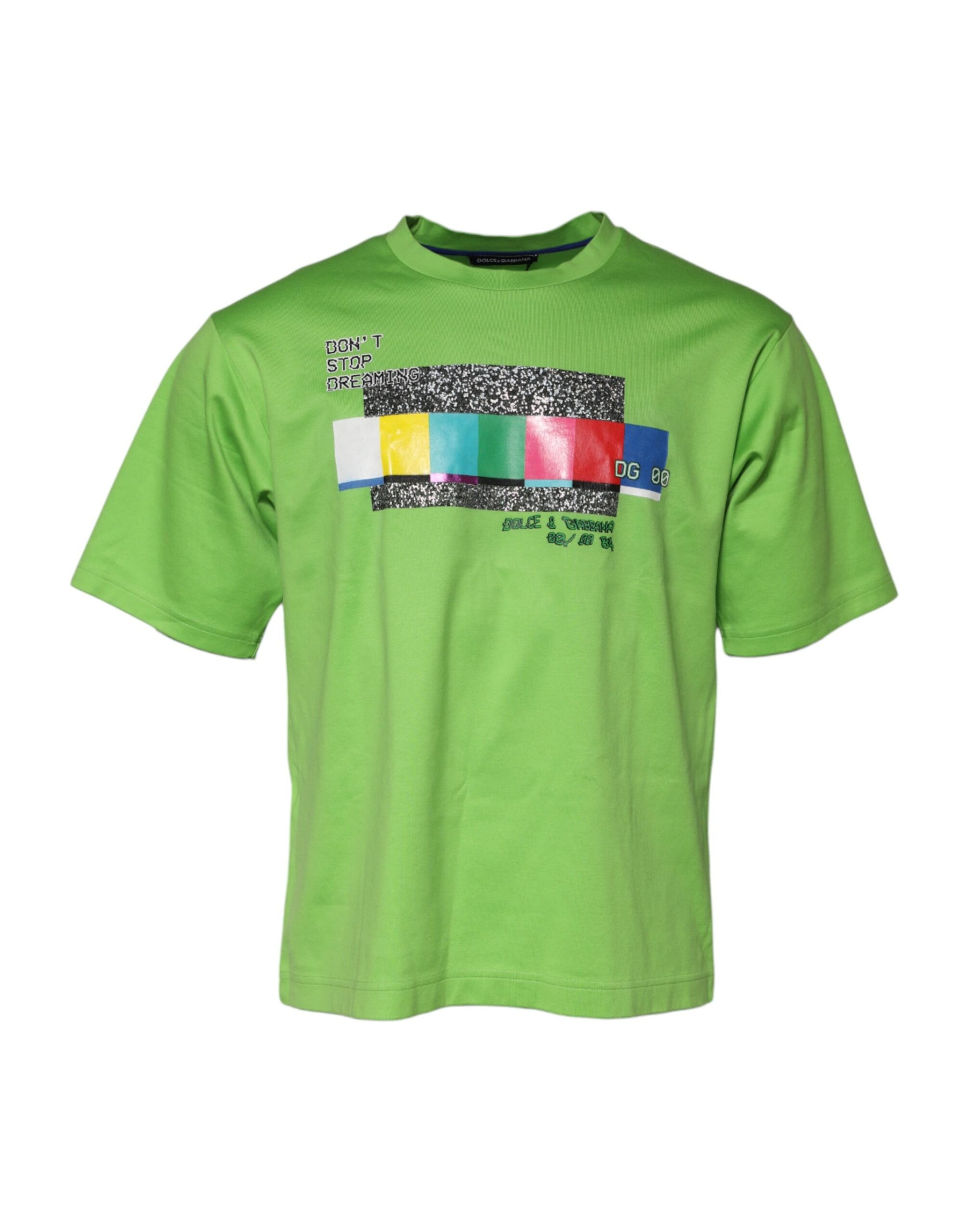 Dolce & Gabbana Green Graphic Printed Round Neck T-shirt | Regal Royce