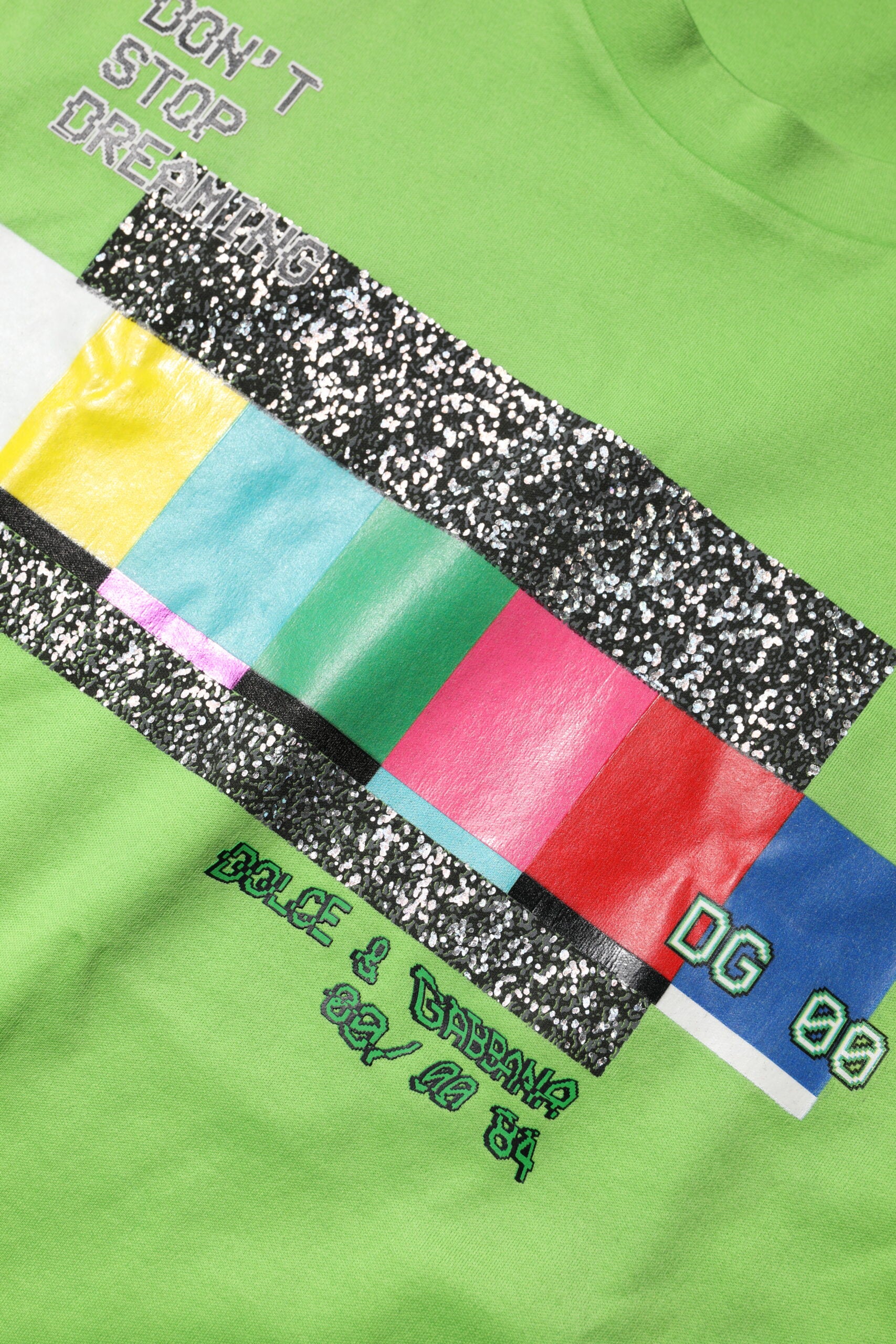 Dolce & Gabbana Green Graphic Printed Round Neck T-shirt | Regal Royce