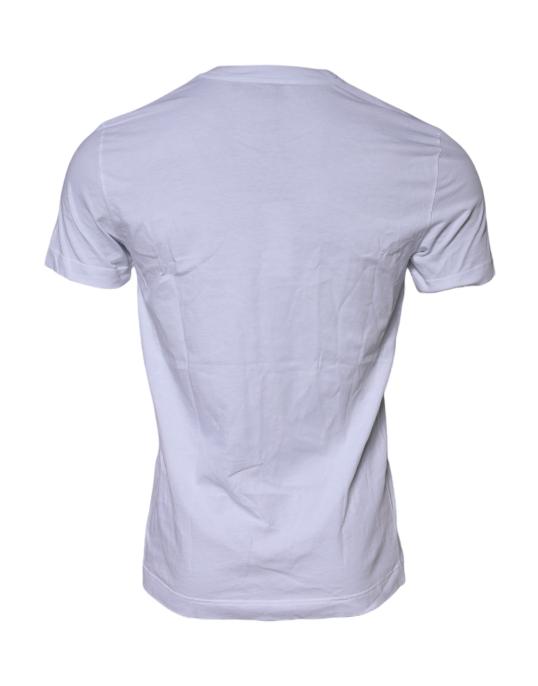 Dolce & Gabbana White Cotton Logo Patch Crew Neck T-shirt | Regal Royce