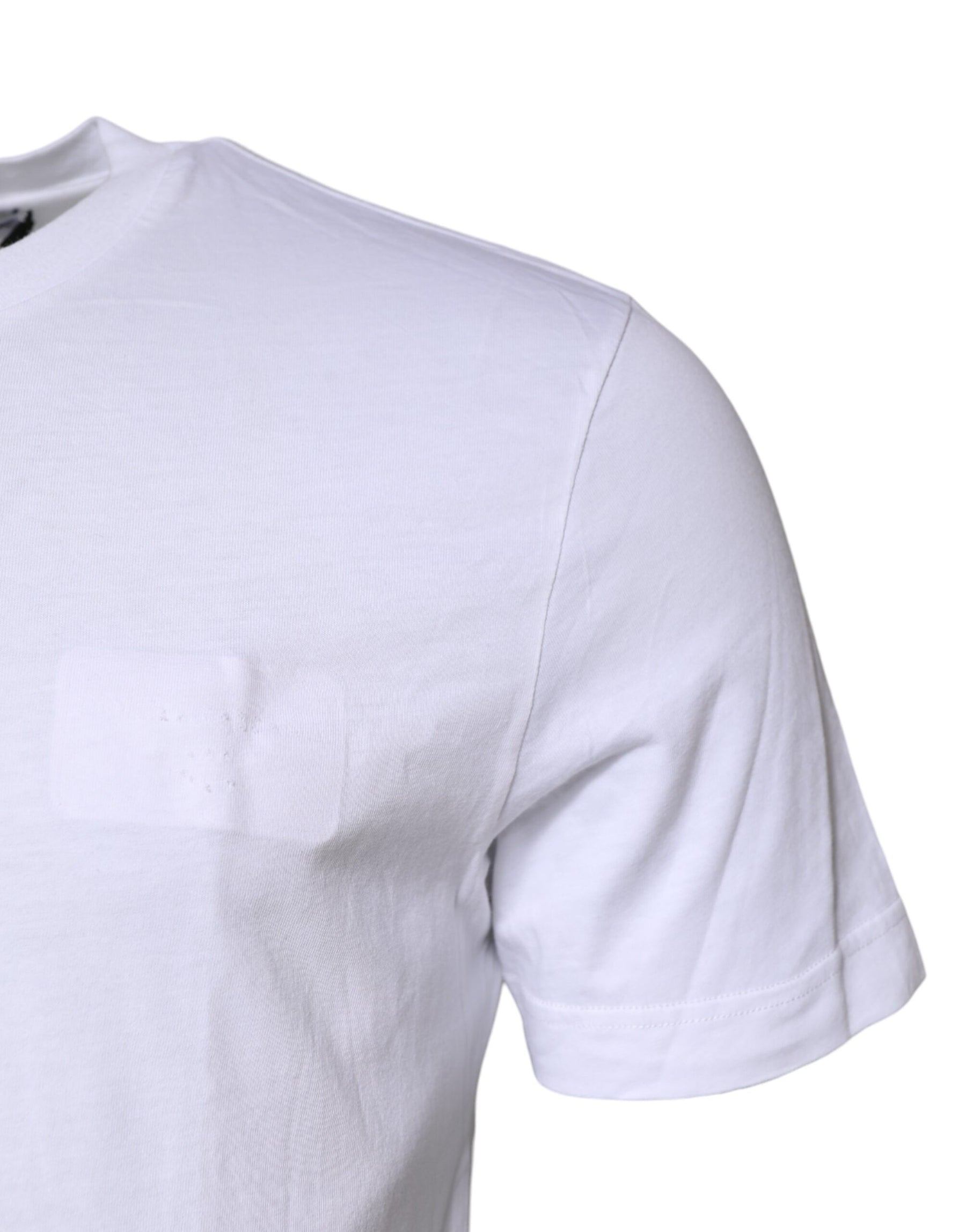 Dolce & Gabbana White Cotton Men Crew Neck Tee T-shirt | Regal Royce