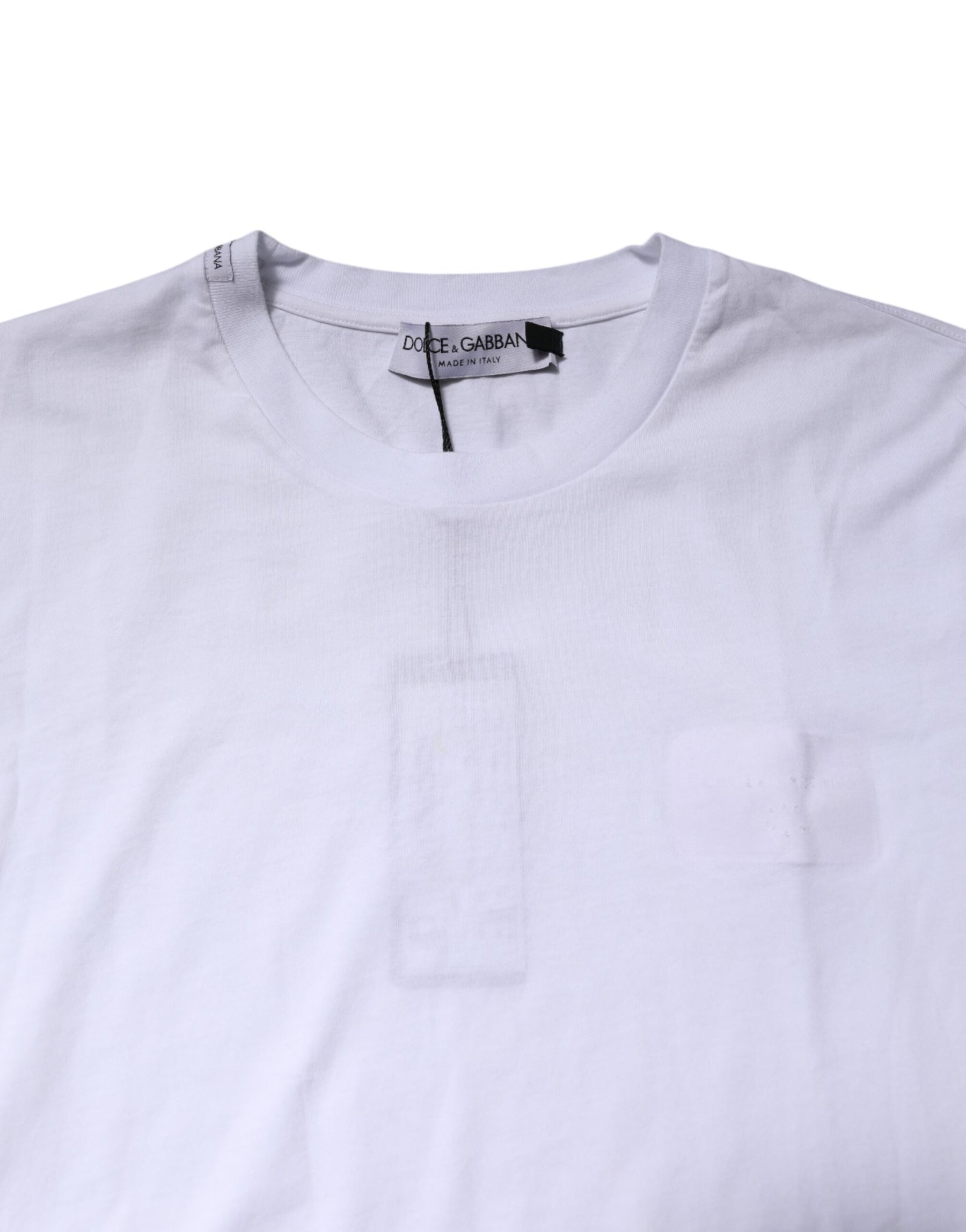 Dolce & Gabbana White Cotton Men Crew Neck Tee T-shirt | Regal Royce