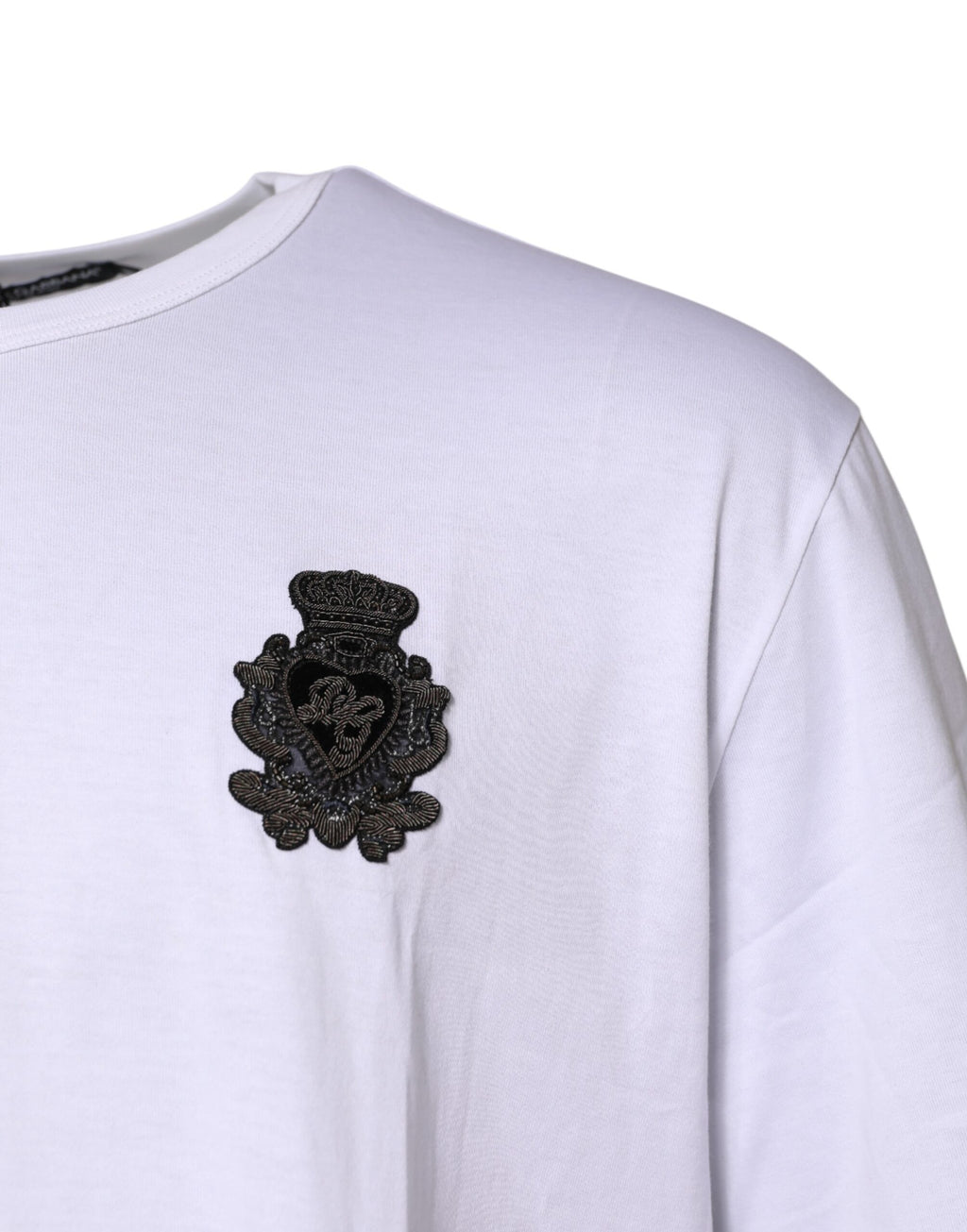 Dolce & Gabbana White Cotton DG Crown Embroidery T-shirt