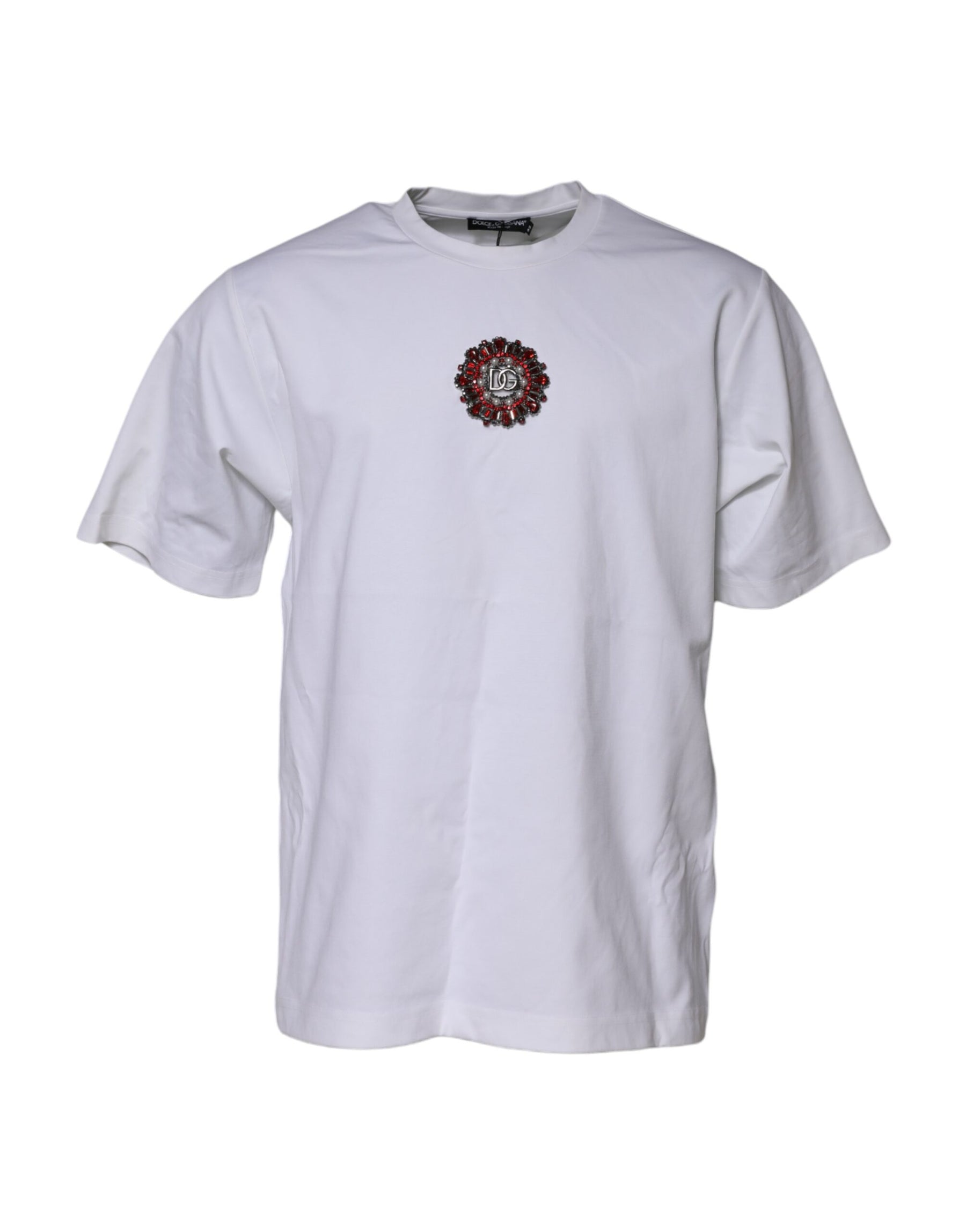 Dolce & Gabbana White Logo Embellish Short Sleeves T-shirt | Regal Royce