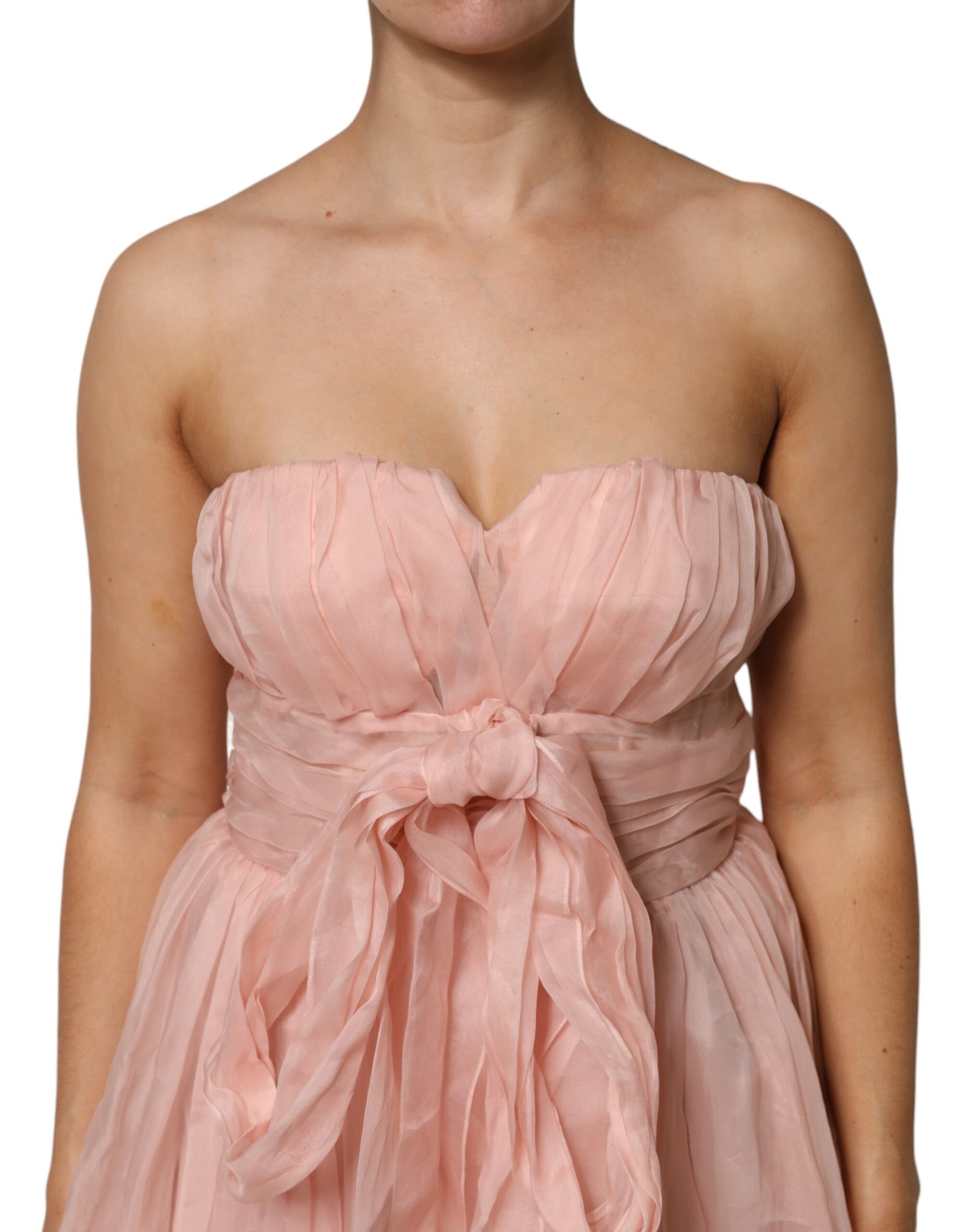 Dolce & Gabbana Pink Silk Chiffon A-line Pleated Midi Dress | Regal Royce