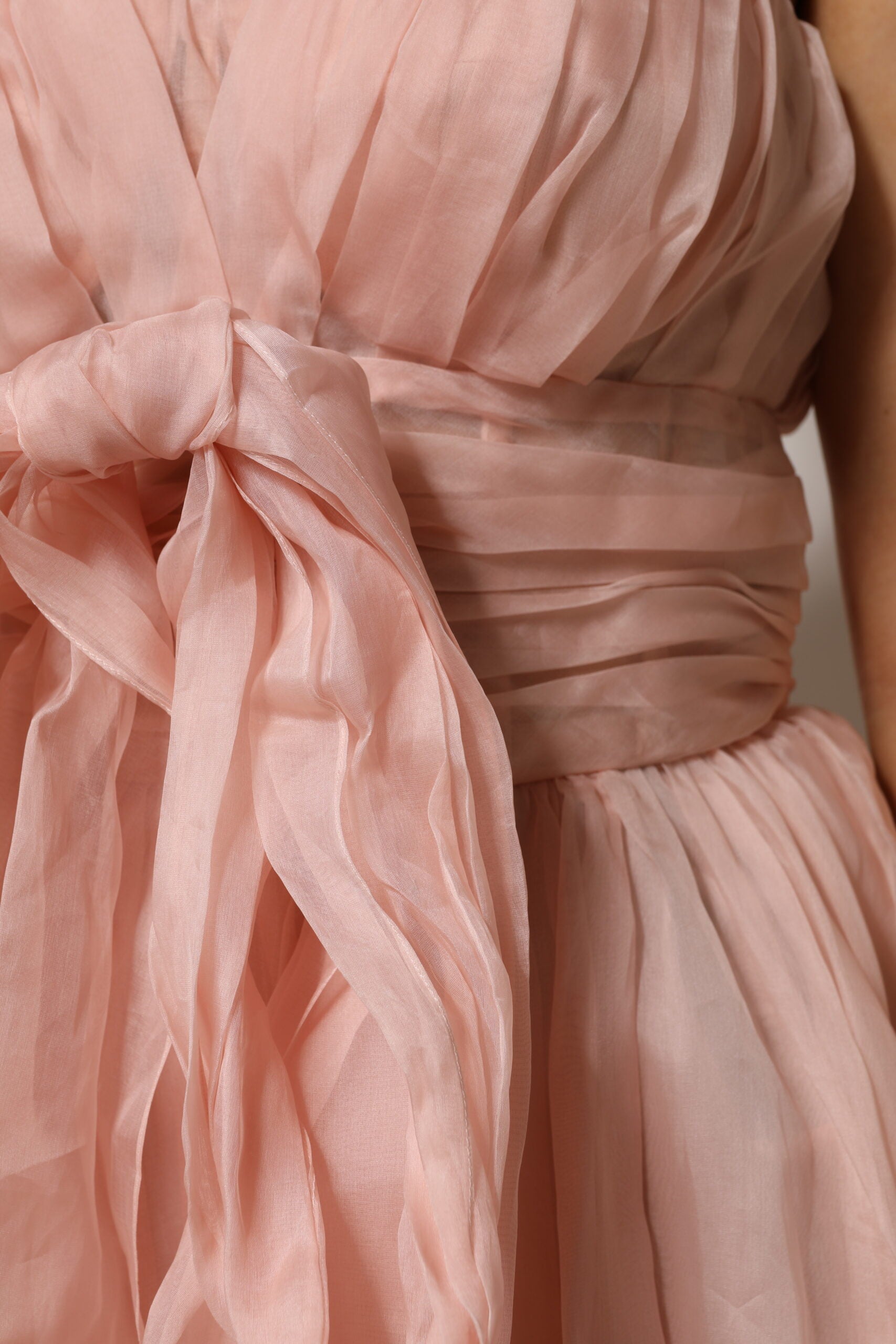 Dolce & Gabbana Pink Silk Chiffon A-line Pleated Midi Dress | Regal Royce