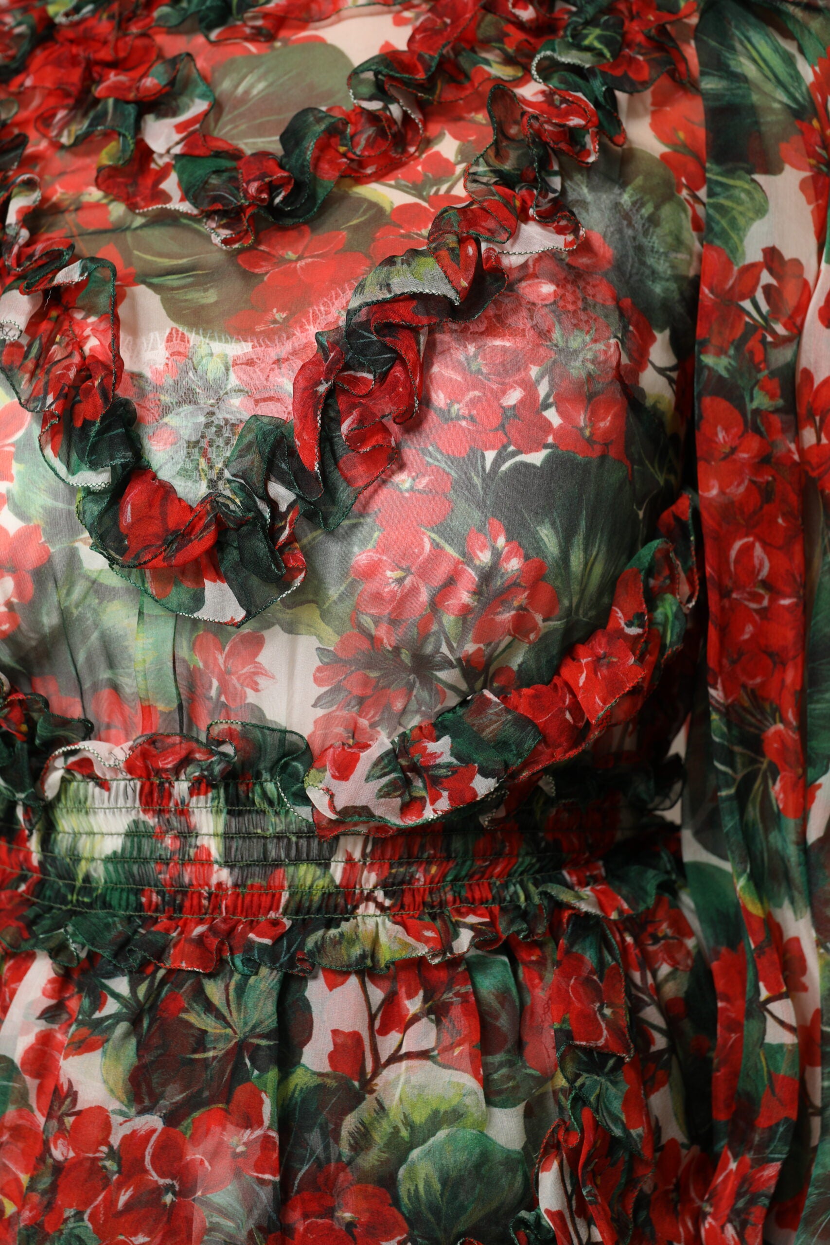 Dolce & Gabbana Multicolor Ruffle Floral Long Sleeves Dress | Regal Royce