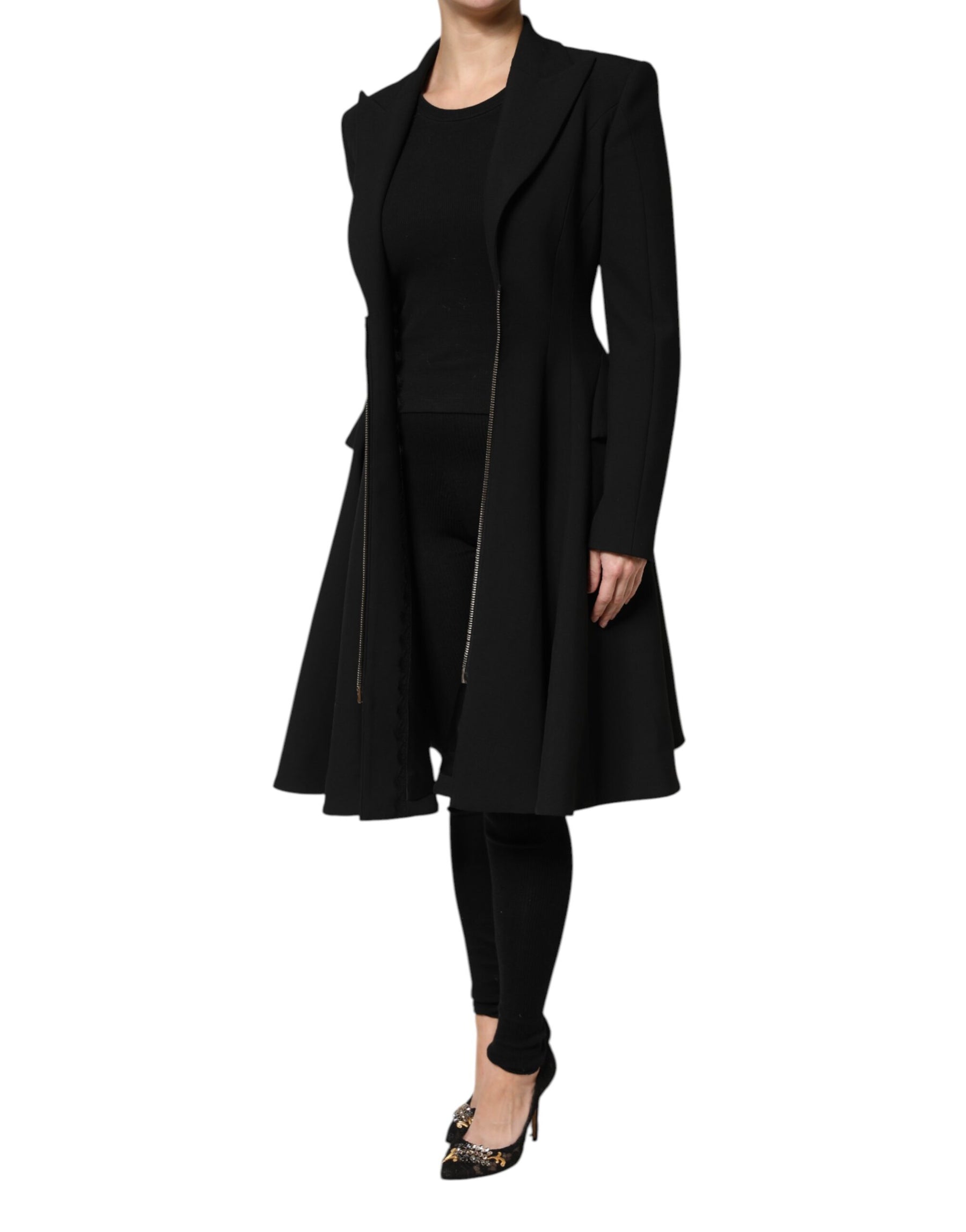 Les Hommes Black Polyester Single Breasted Trench Coat Jacket | Regal Royce