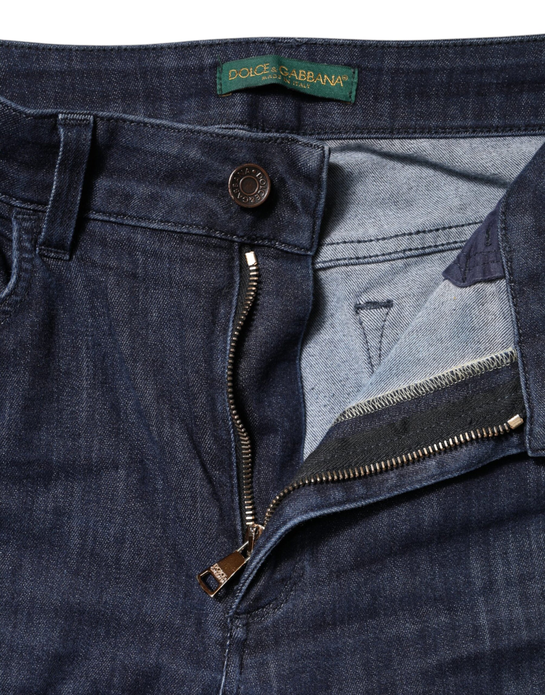 Dolce & Gabbana Dark Blue Cotton Skinny Cropped Denim Jeans | Regal Royce