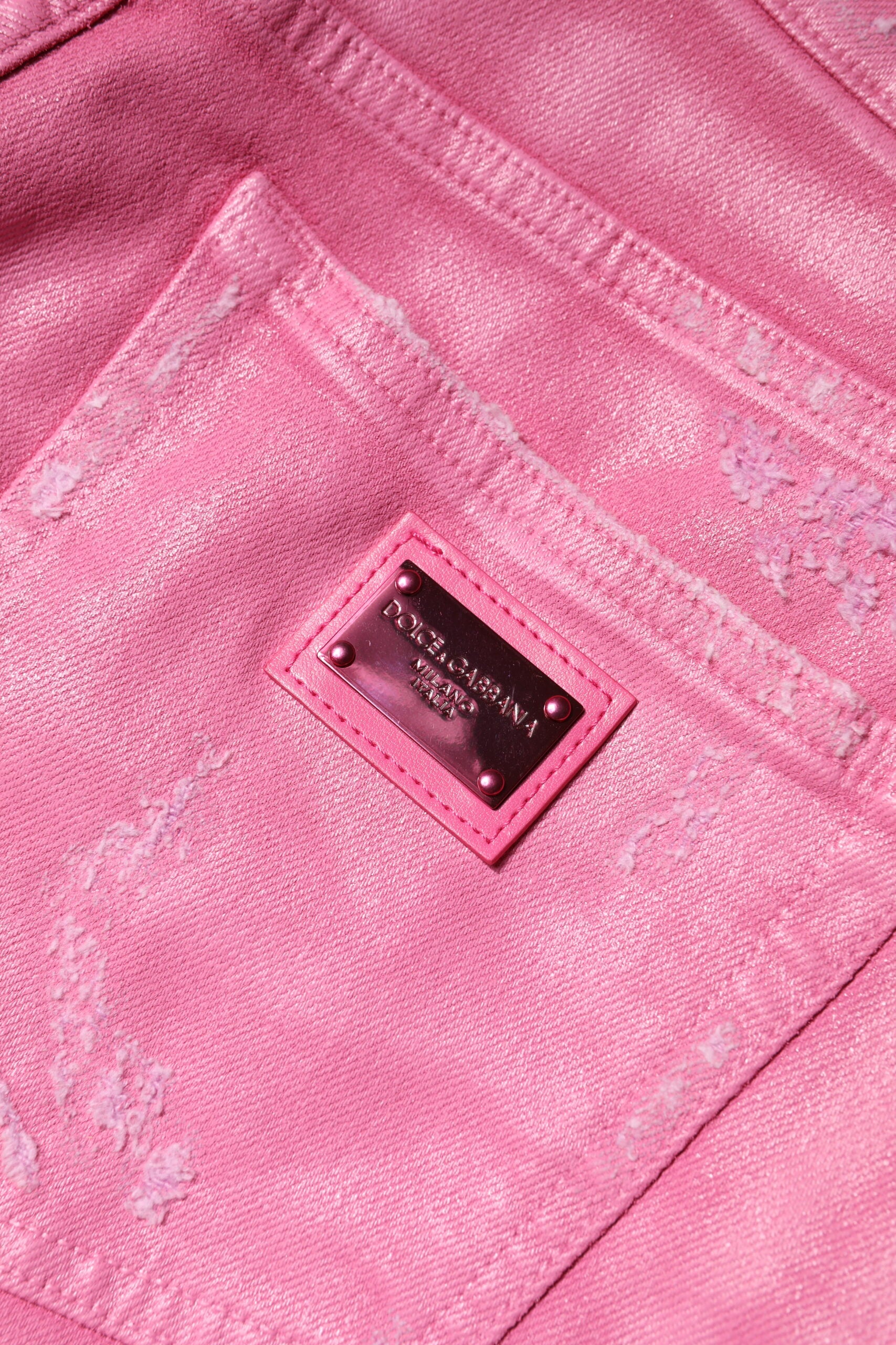 Dolce & Gabbana Pink Tattered Mid Waist Tapered Denim Jeans | Regal Royce