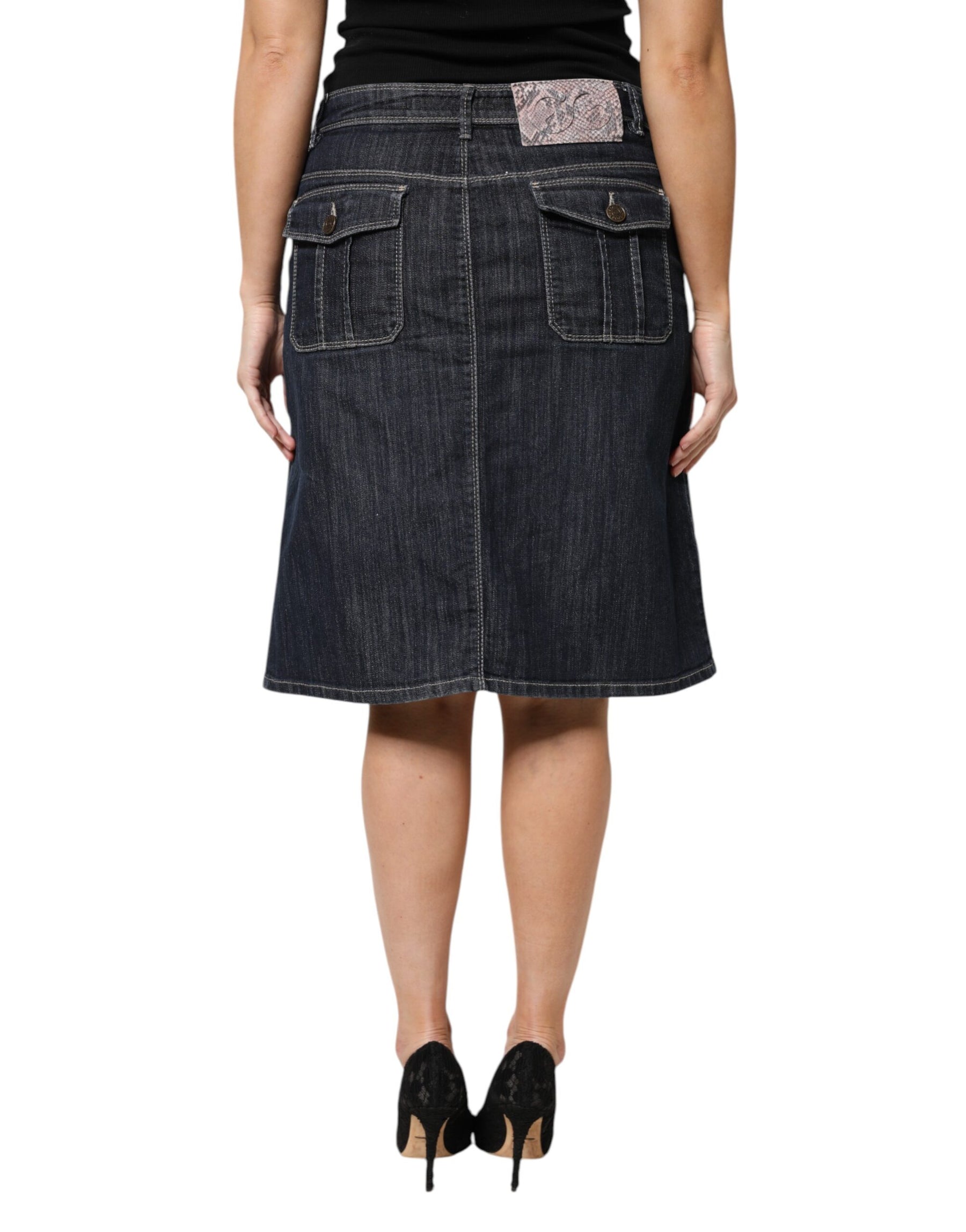 Escada Black Cotton Blend Denim Top Skirt Casual Set | Regal Royce
