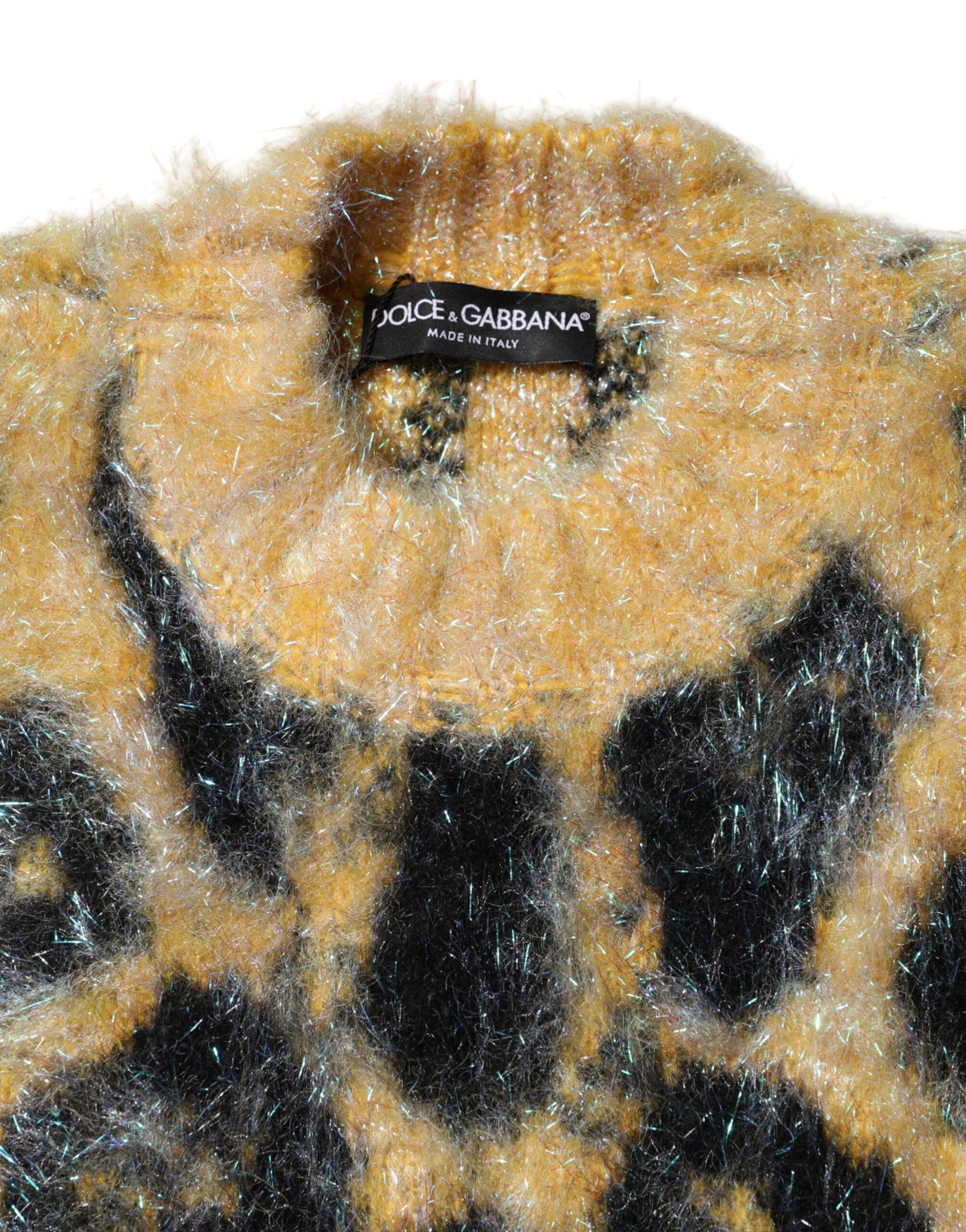 Dolce & Gabbana Multicolor Leopard Mohair Crew Neck Sweater | Regal Royce