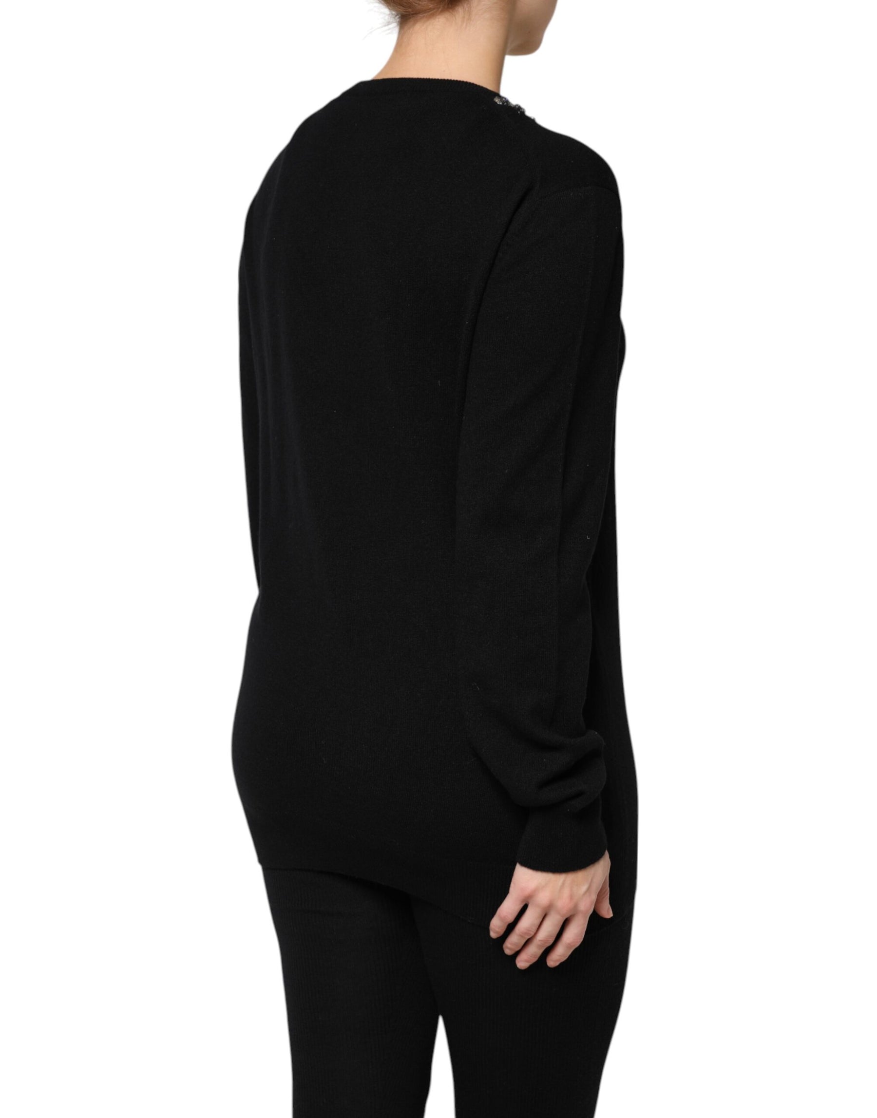 Dolce & Gabbana Black Cashmere Crystal Embellished Sweater | Regal Royce