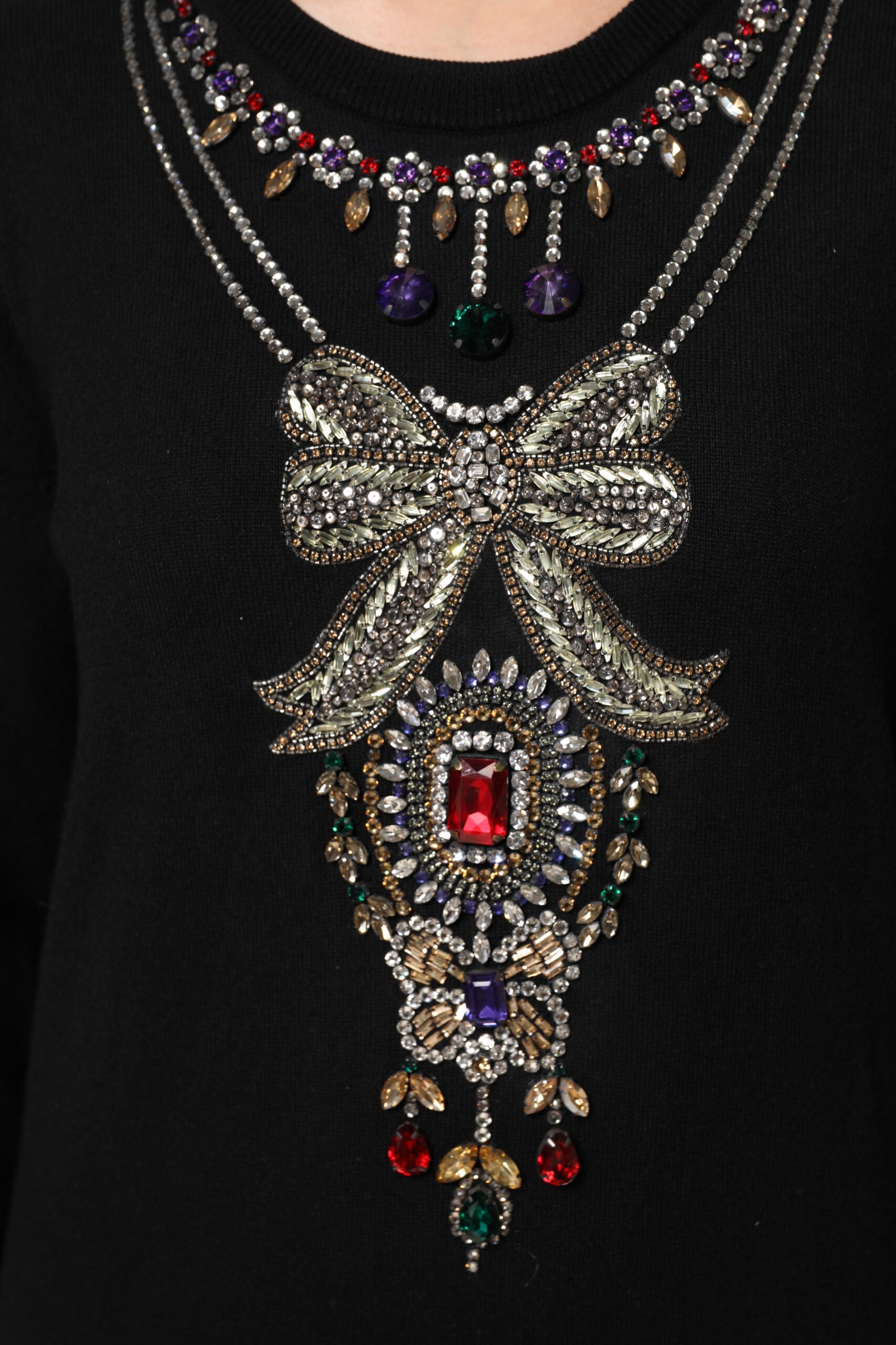 Dolce & Gabbana Black Cashmere Crystal Embellished Sweater | Regal Royce