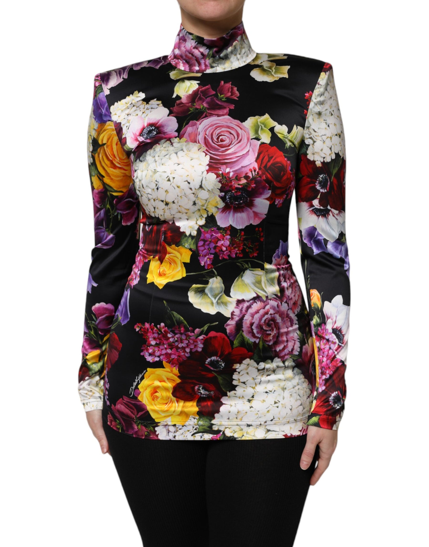 Dolce & Gabbana Multicolor Ortensies Long Sleeves Blouse Top | Regal Royce
