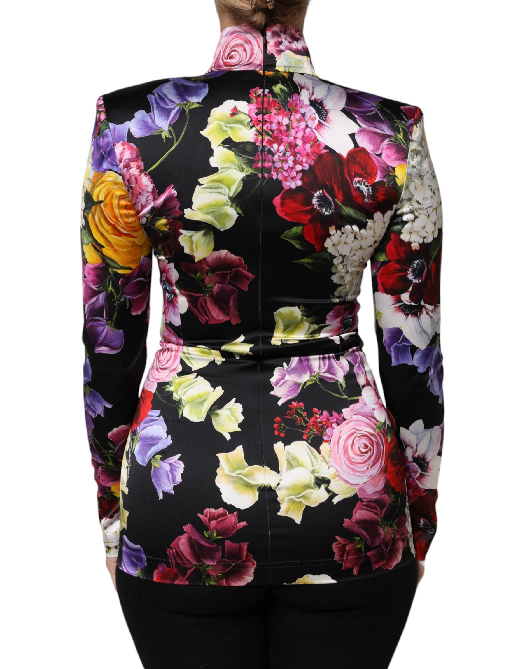Dolce & Gabbana Multicolor Ortensies Long Sleeves Blouse Top | Regal Royce
