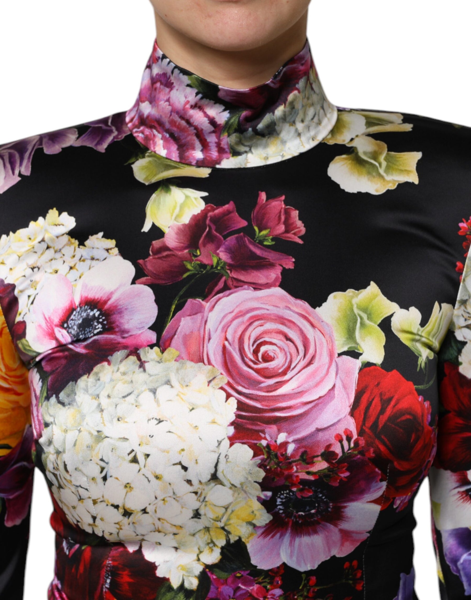 Dolce & Gabbana Multicolor Ortensies Long Sleeves Blouse Top | Regal Royce