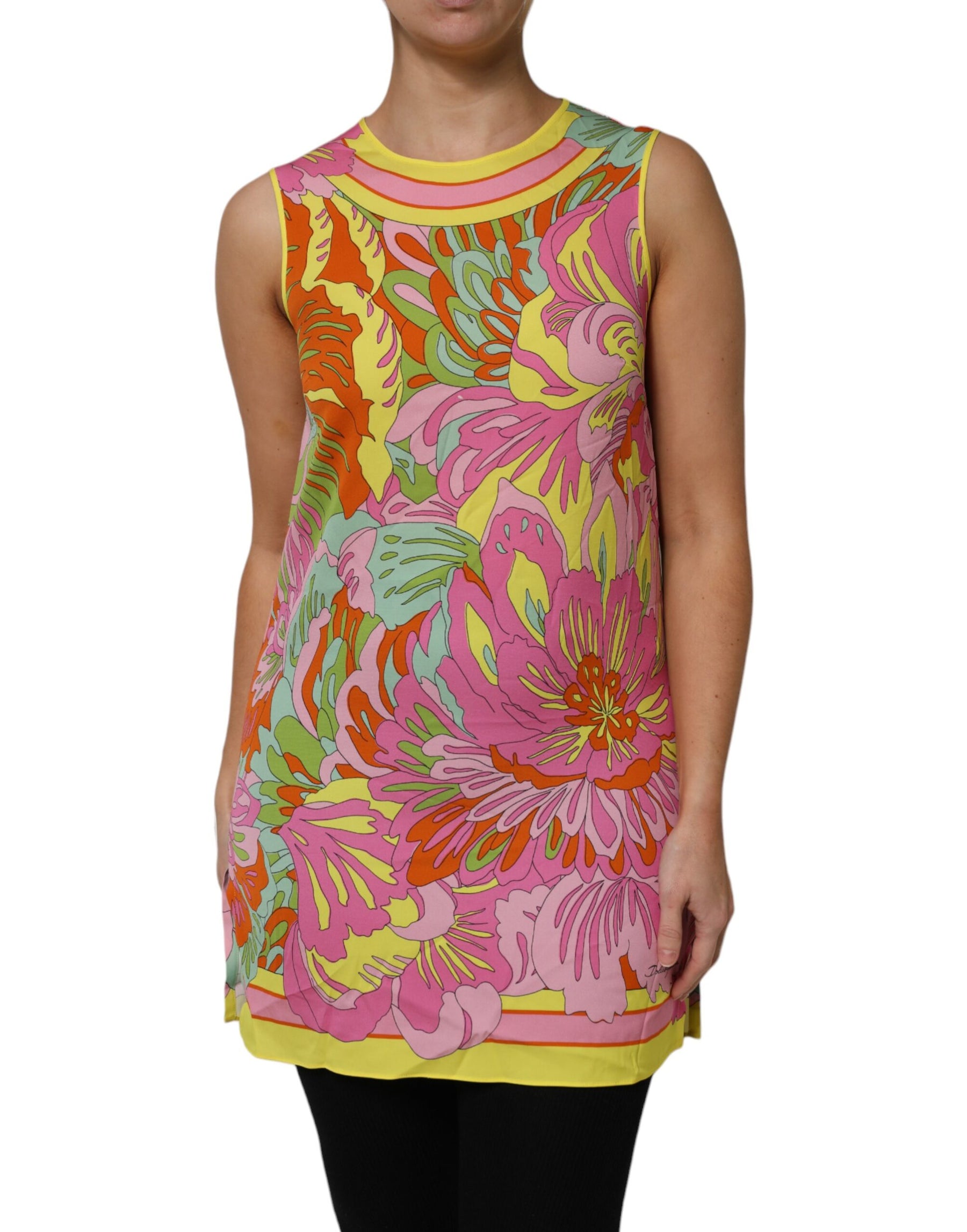 Dolce & Gabbana Multicolor Floral Roundneck Sleeveless Top | Regal Royce