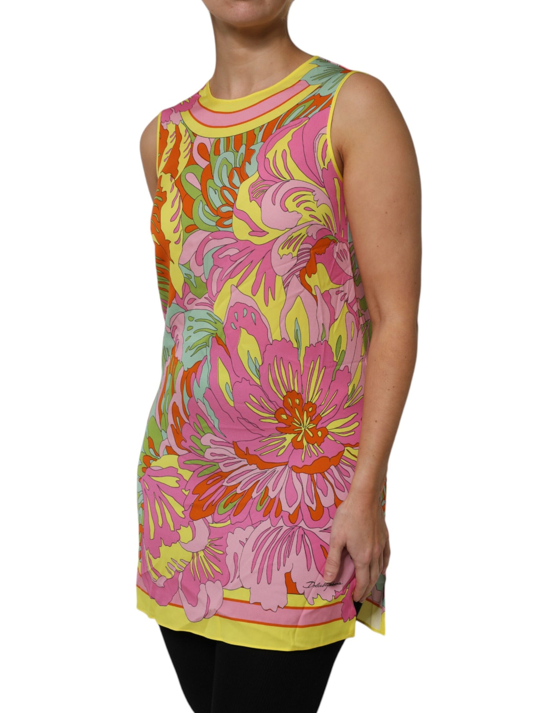 Dolce & Gabbana Multicolor Floral Round Neck Sleeveless Top | Regal Royce