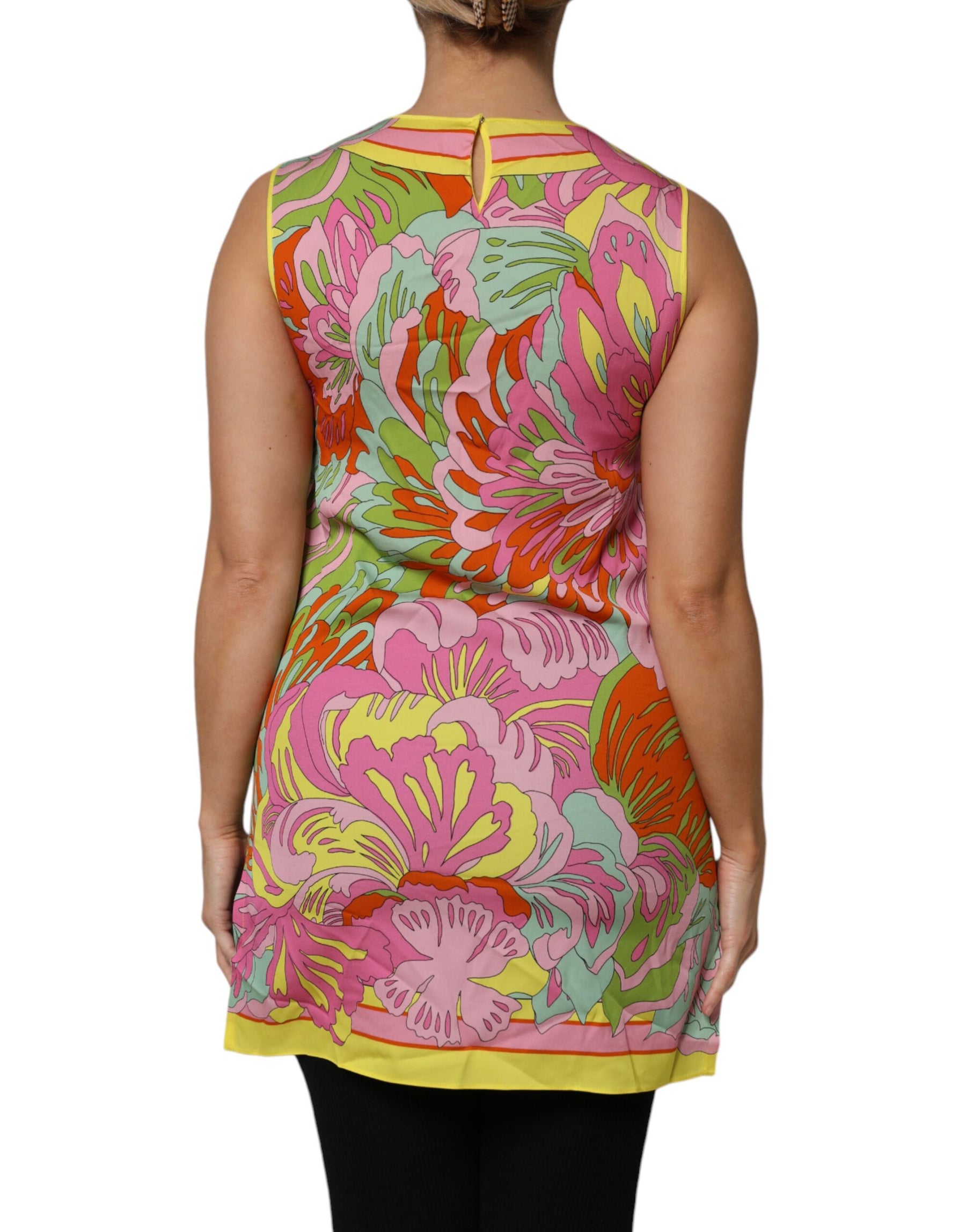 Dolce & Gabbana Multicolor Floral Round Neck Sleeveless Top | Regal Royce