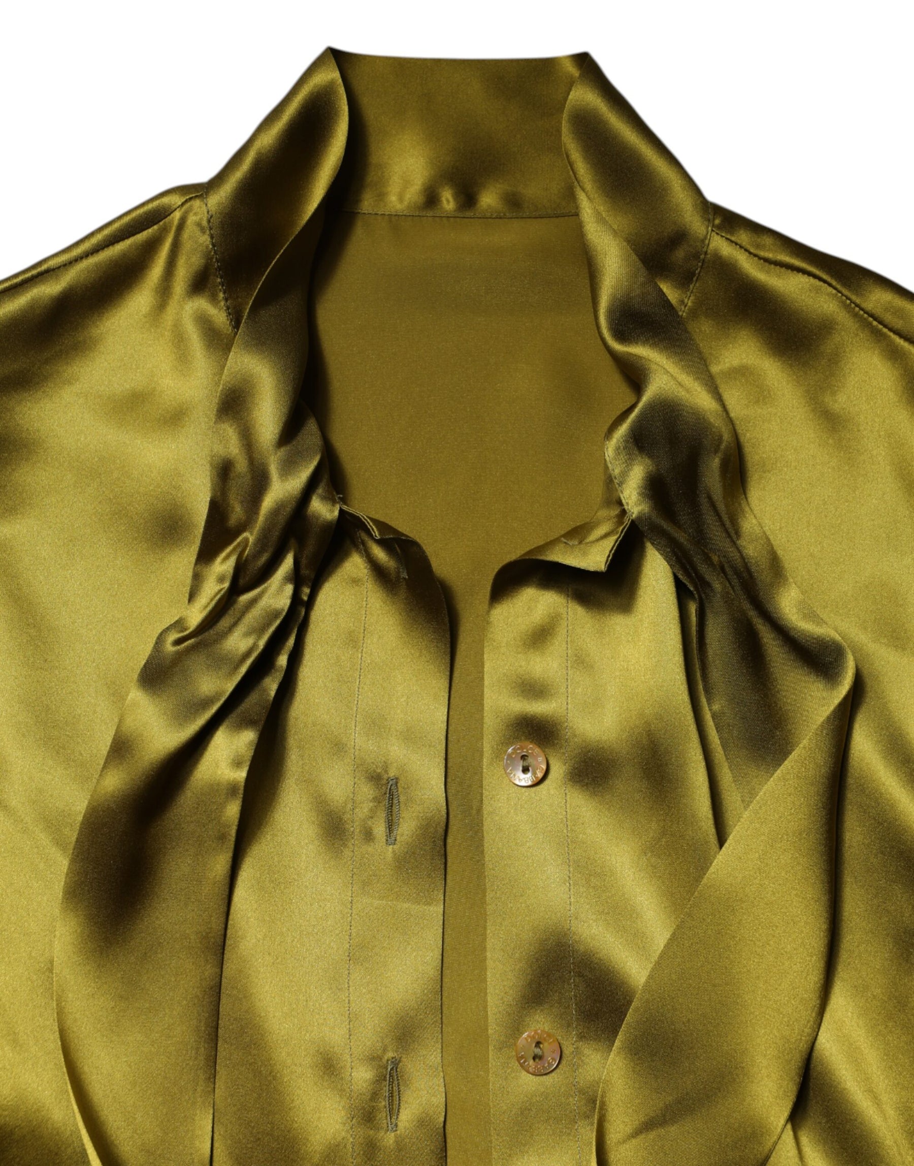 Dolce & Gabbana Green Ascot Collar Long Sleeves Blouse Top | Regal Royce