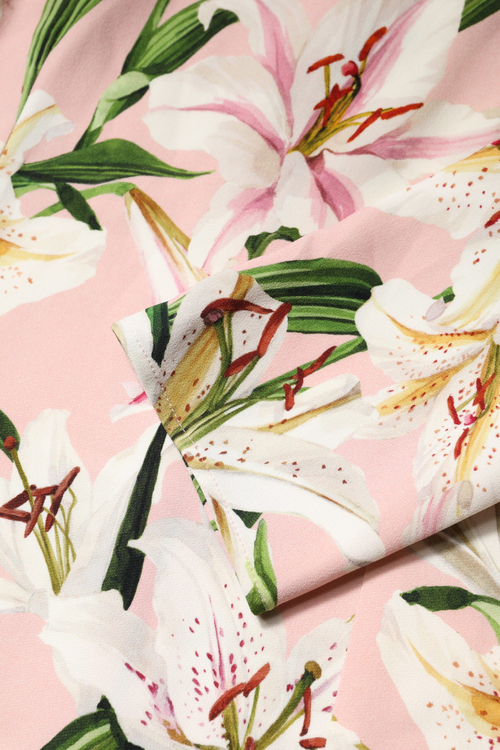 Dolce & Gabbana Pink Lily Print Viscose Round Neck Blouse Top | Regal Royce