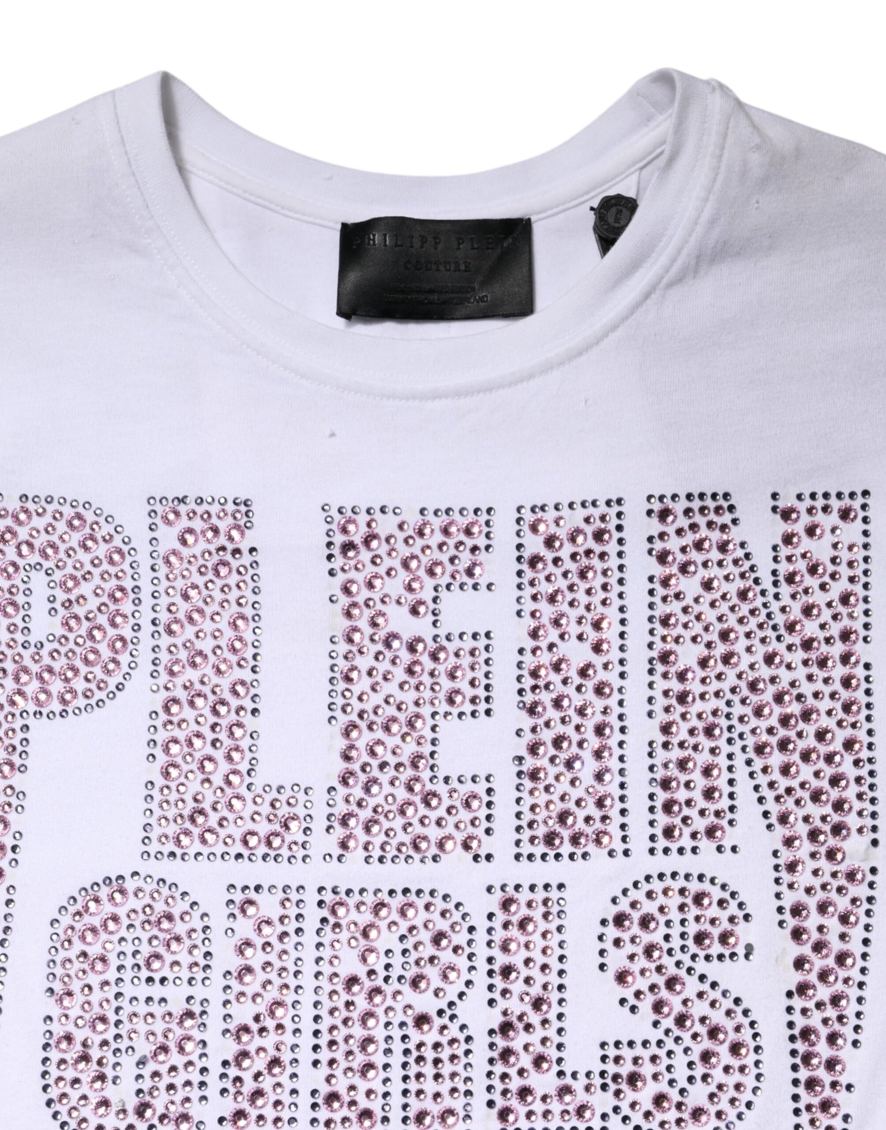 Philipp Plein White Embellished CrewNeck Short Sleeve T-shirt | Regal Royce