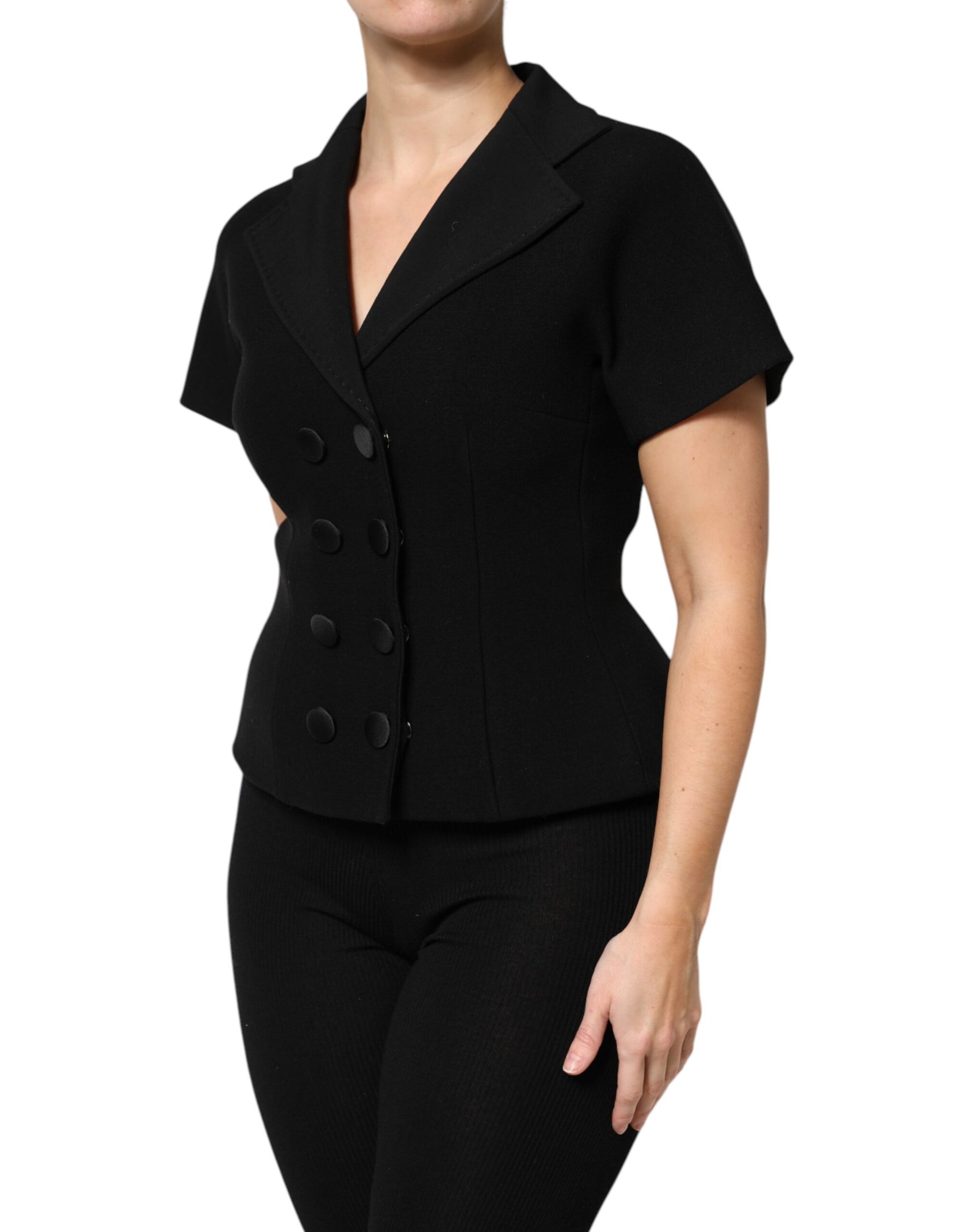 Dolce & Gabbana Black Wool Double Breasted Coat Jacket | Regal Royce