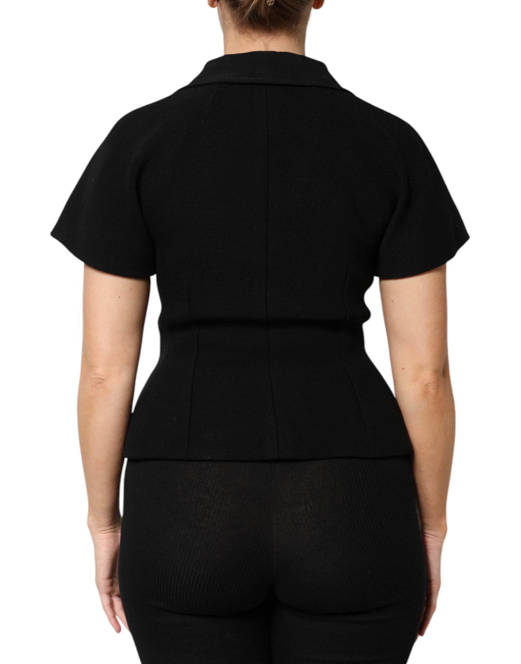 Dolce & Gabbana Black Wool Double Breasted Coat Jacket | Regal Royce