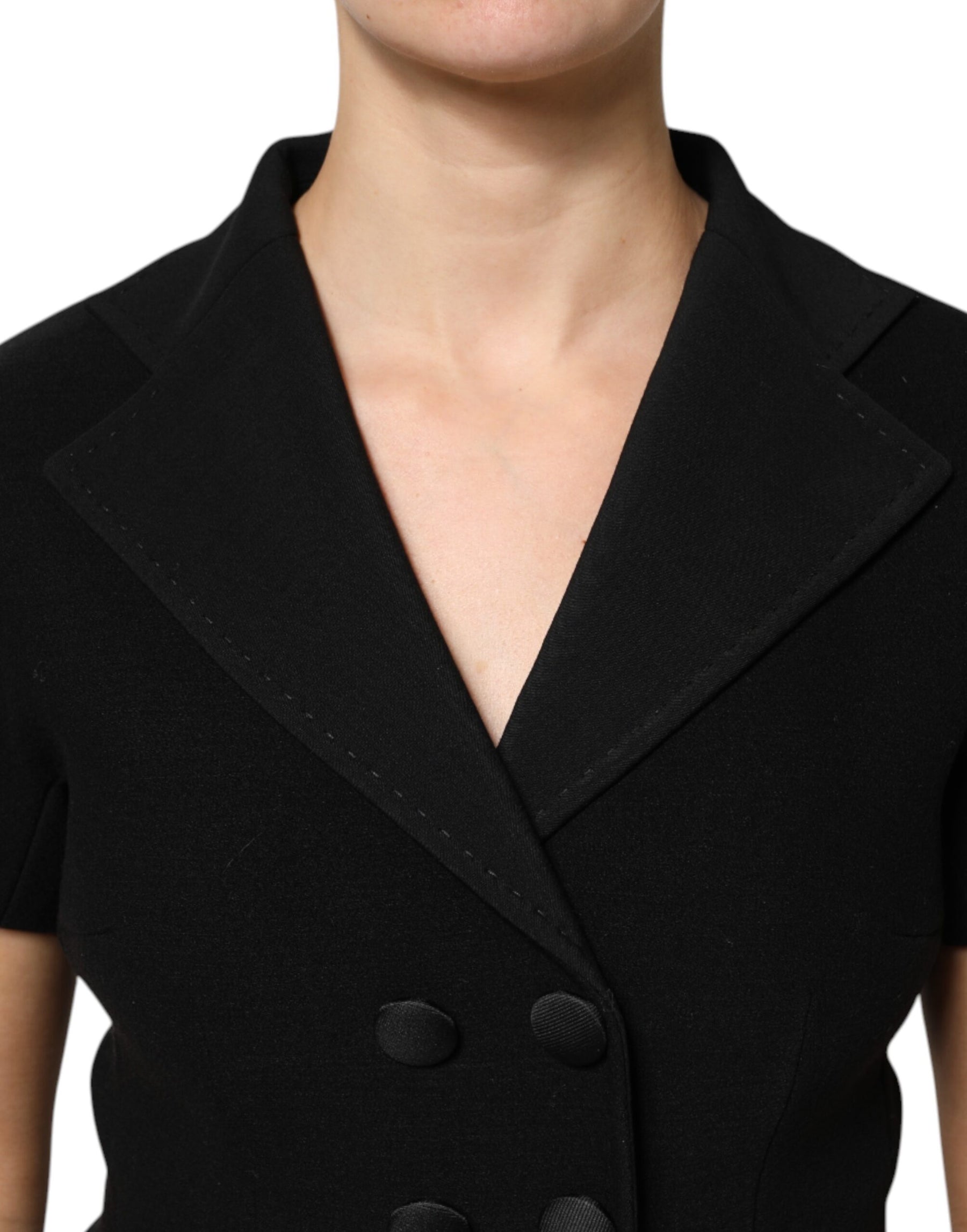 Dolce & Gabbana Black Wool Double Breasted Coat Jacket | Regal Royce